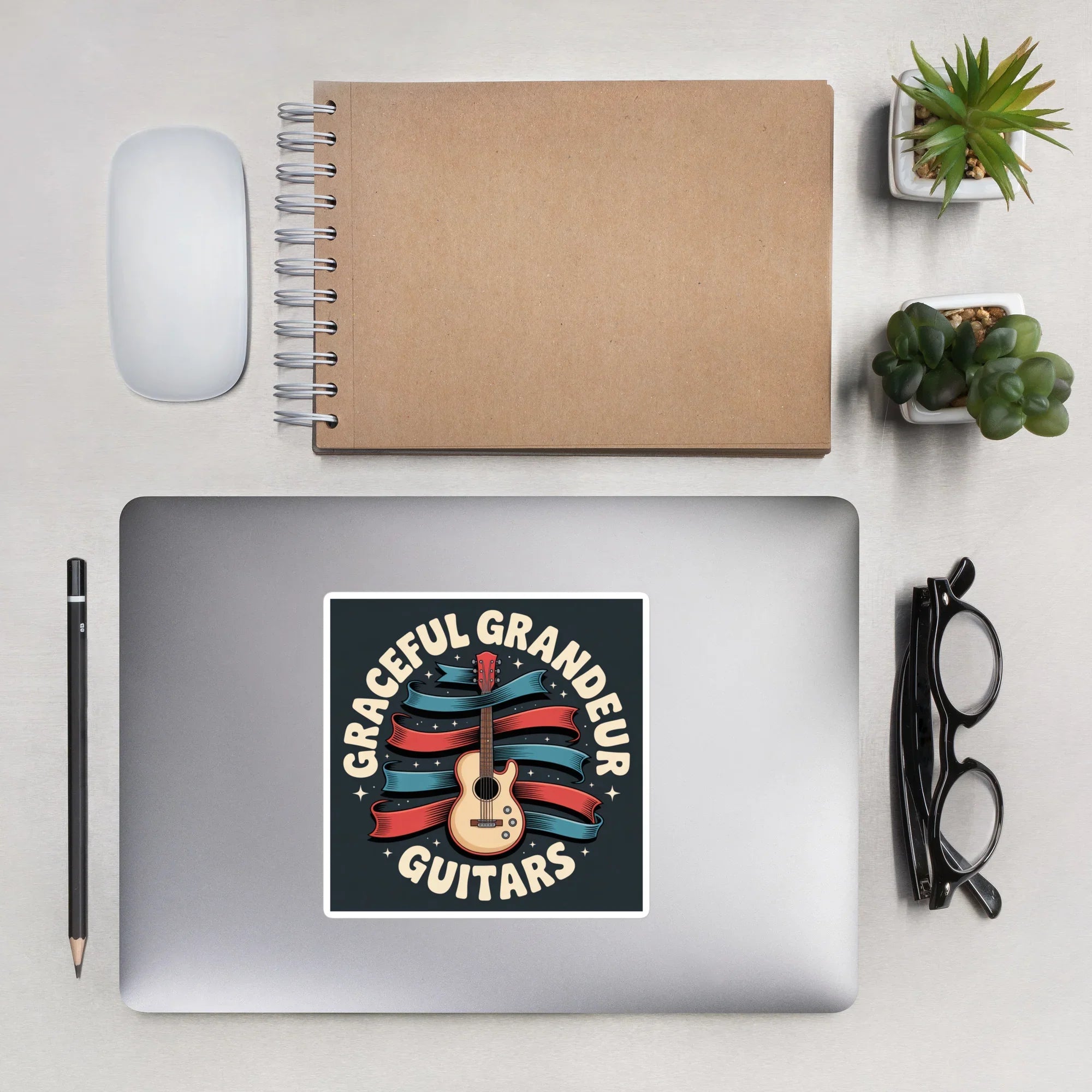 Graceful Grandeur Guitars Sticker – Retro Rock Ribbons - RaZits