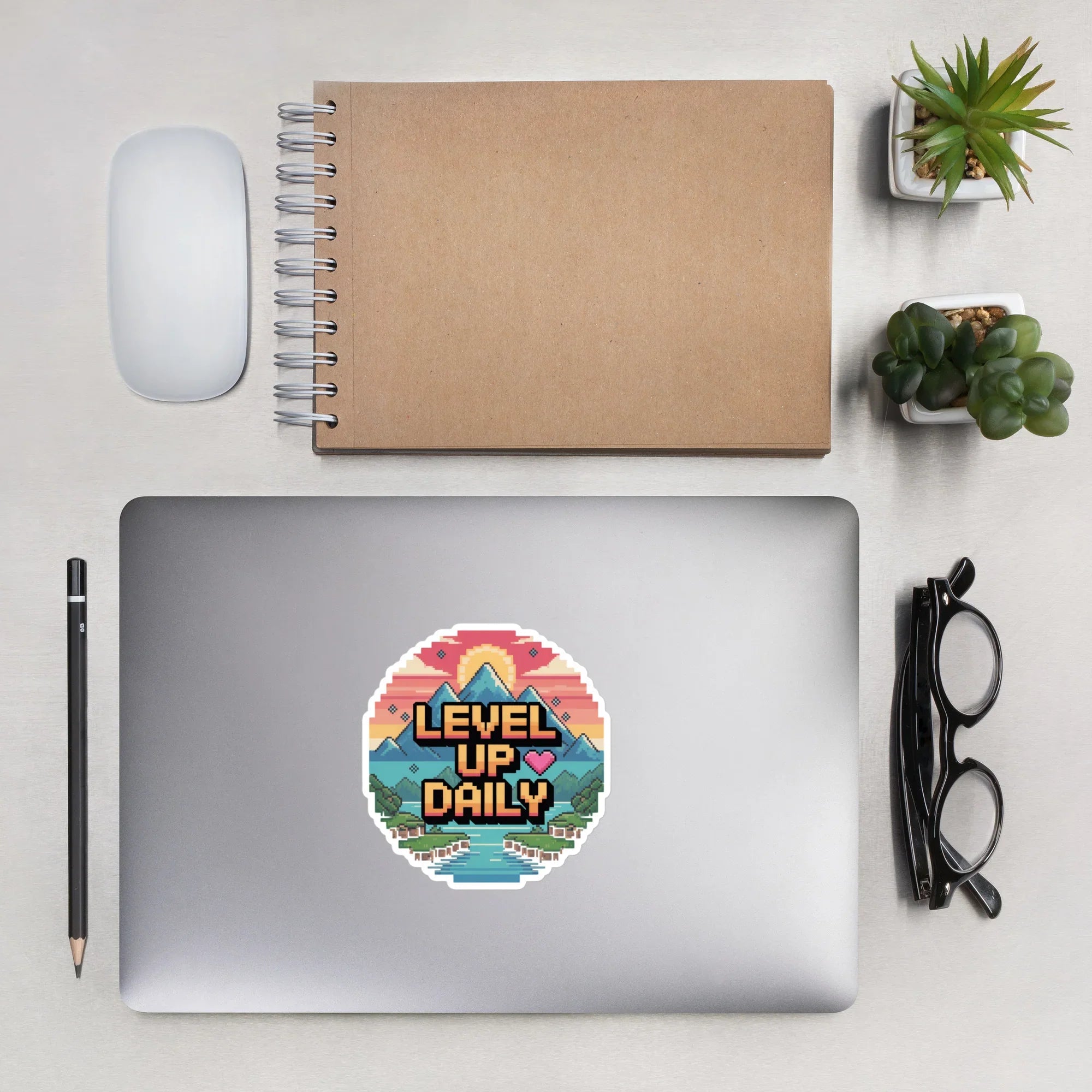 Level Up Daily – Motivational Pixel Art Gamer Sticker - RaZits