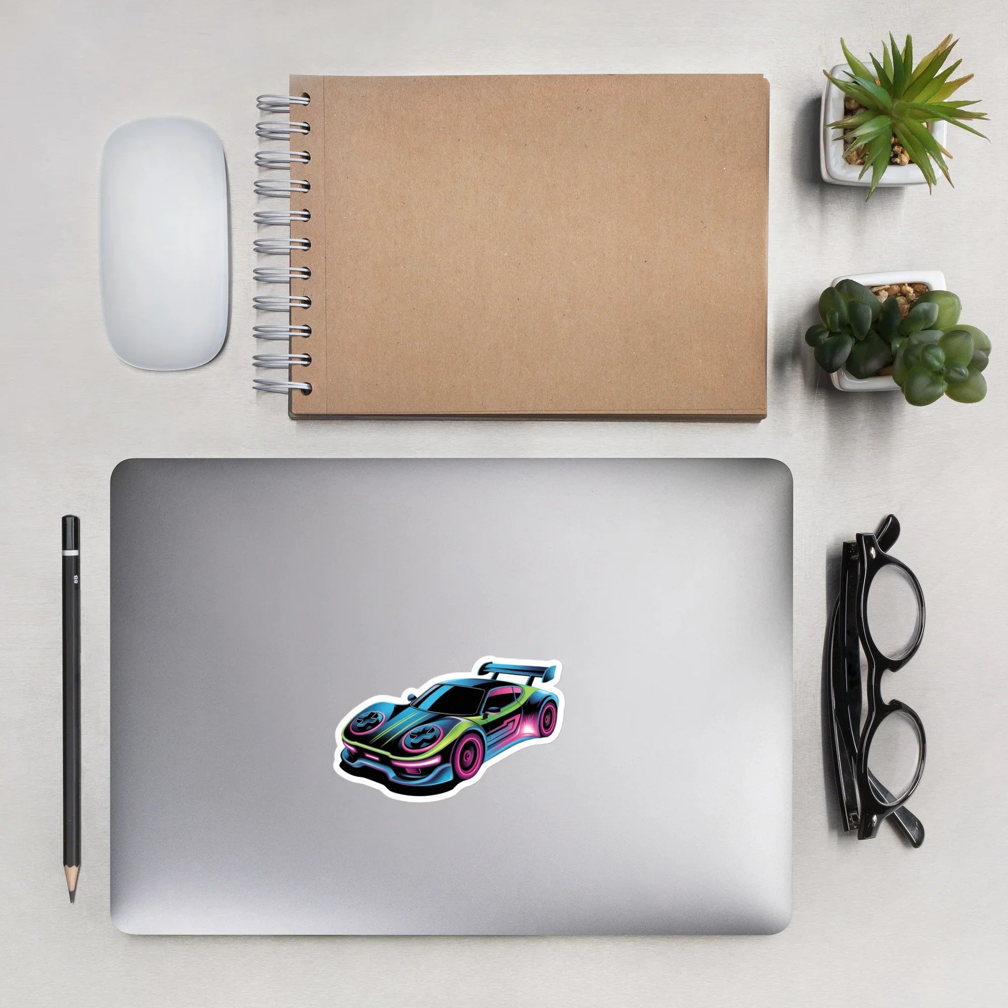 Neon Racer – Futuristic Synthwave Gaming Car Sticker - RaZits