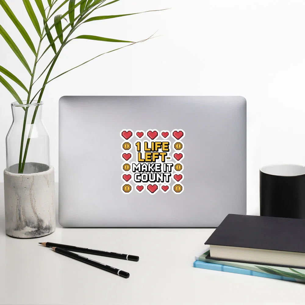 1 Life Left Sticker – Pixel Gamer Motivational Decal - RaZits