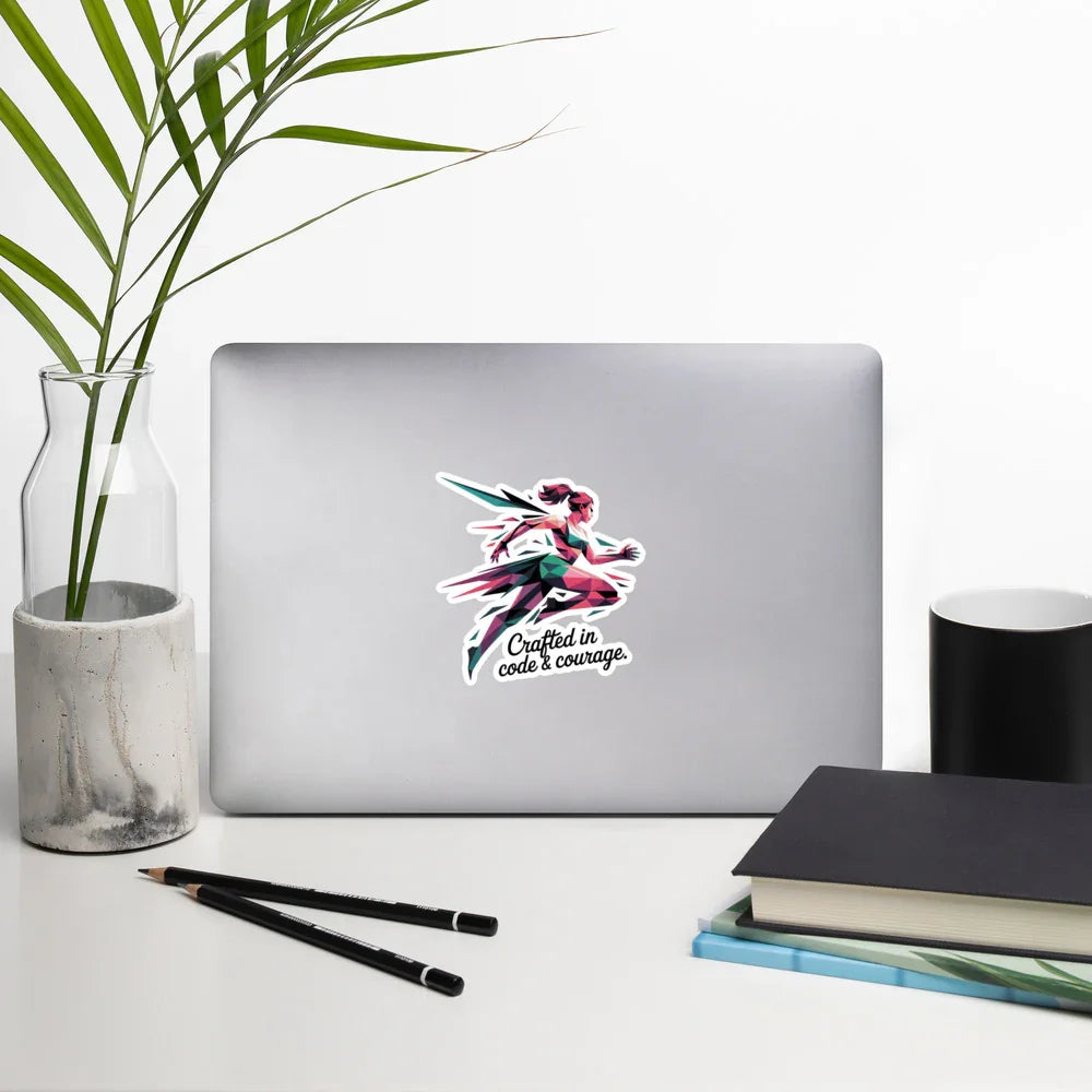 Code & Courage Sticker – Women in Tech Polygon Art - RaZits