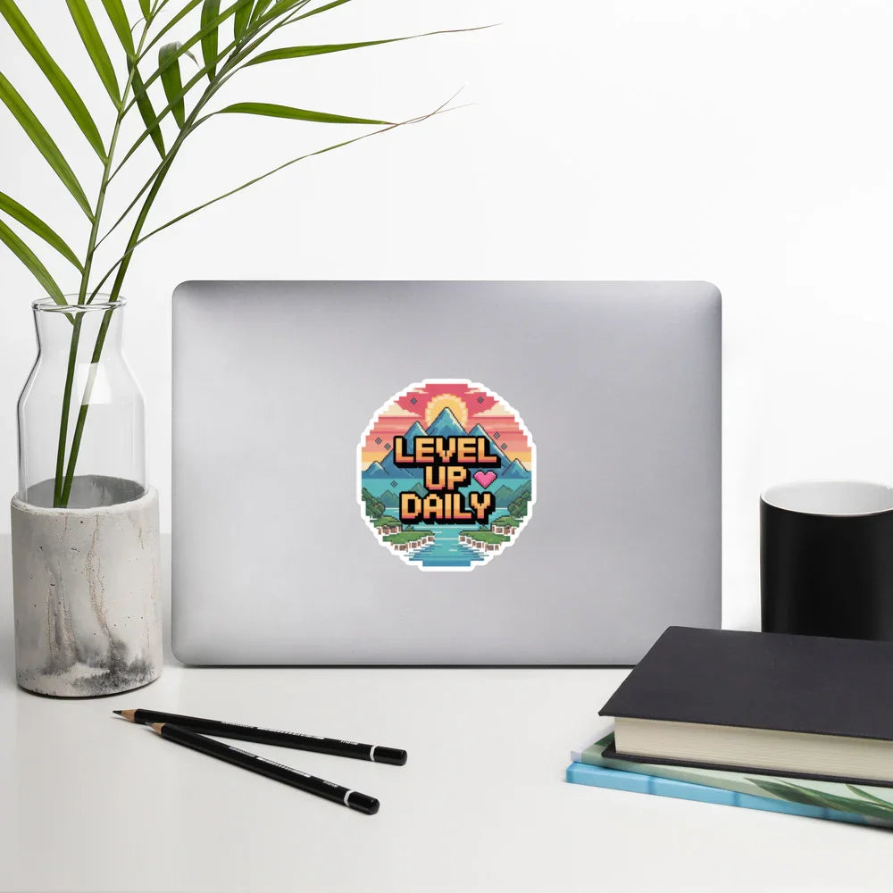 Level Up Daily – Motivational Pixel Art Gamer Sticker - RaZits
