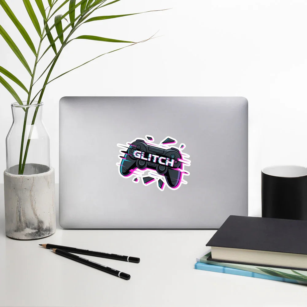 Glitch Controller Sticker – Cyberpunk Gamer Aesthetic with Neon Vaporwave Vibes - RaZits