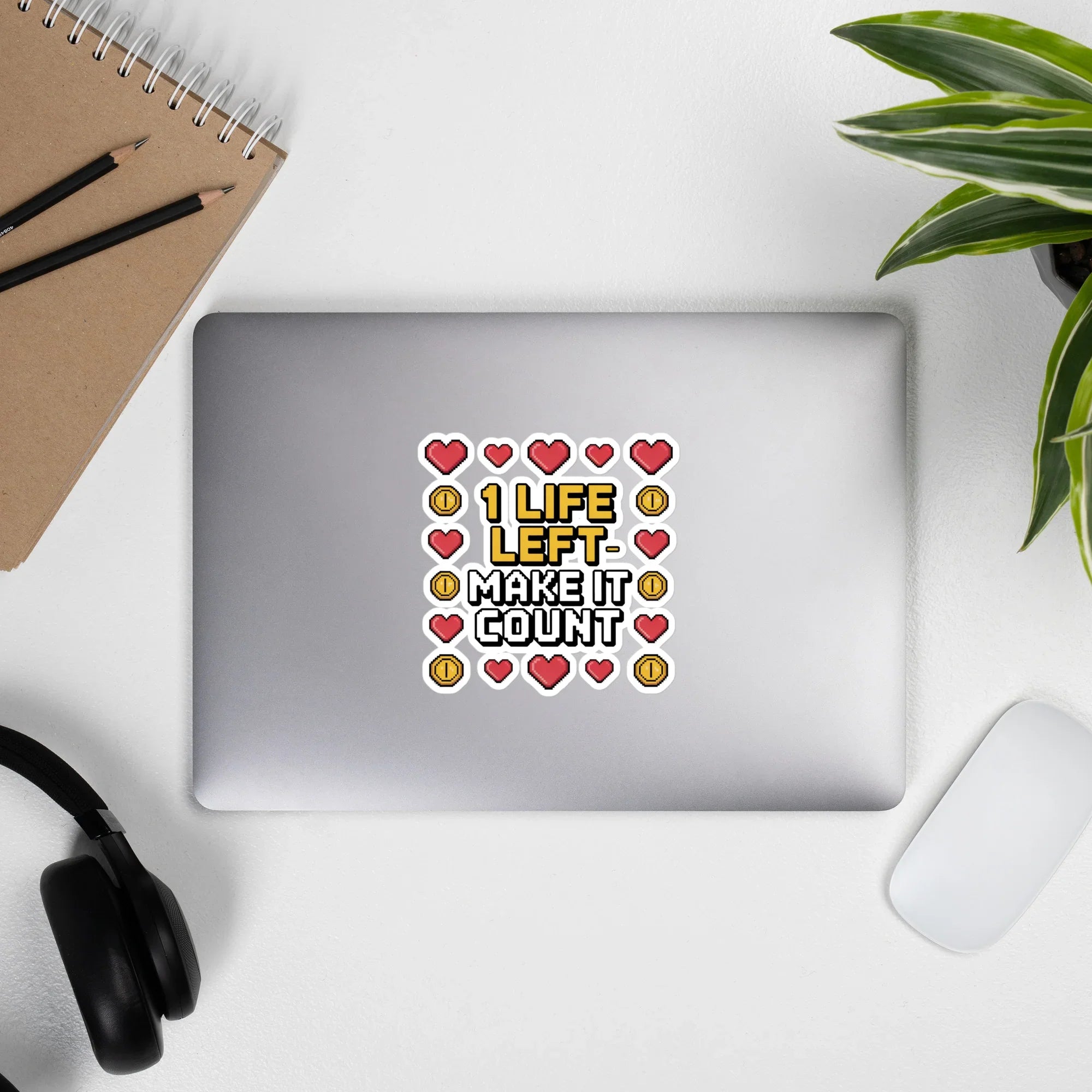 1 Life Left Sticker – Pixel Gamer Motivational Decal - RaZits