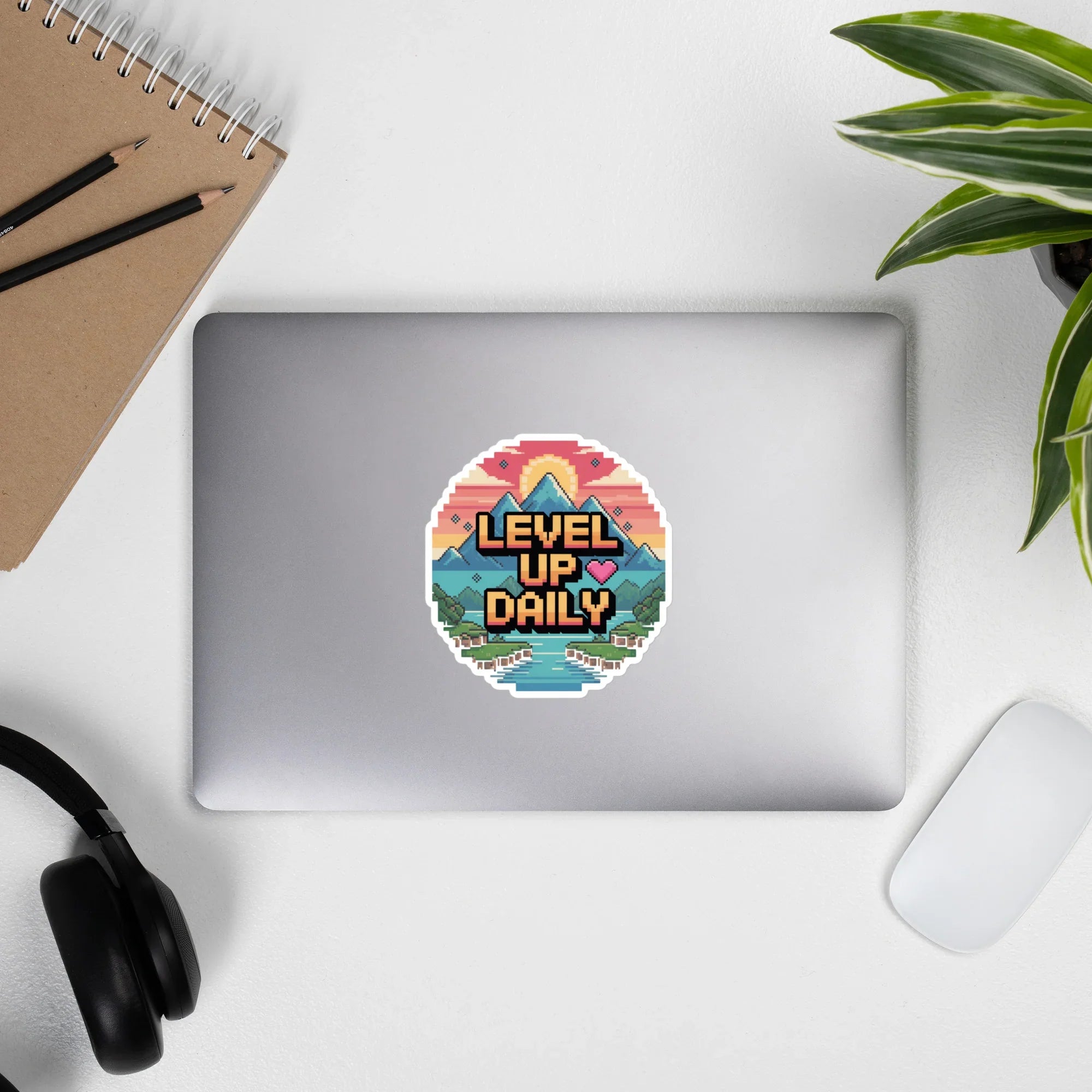 Level Up Daily – Motivational Pixel Art Gamer Sticker - RaZits