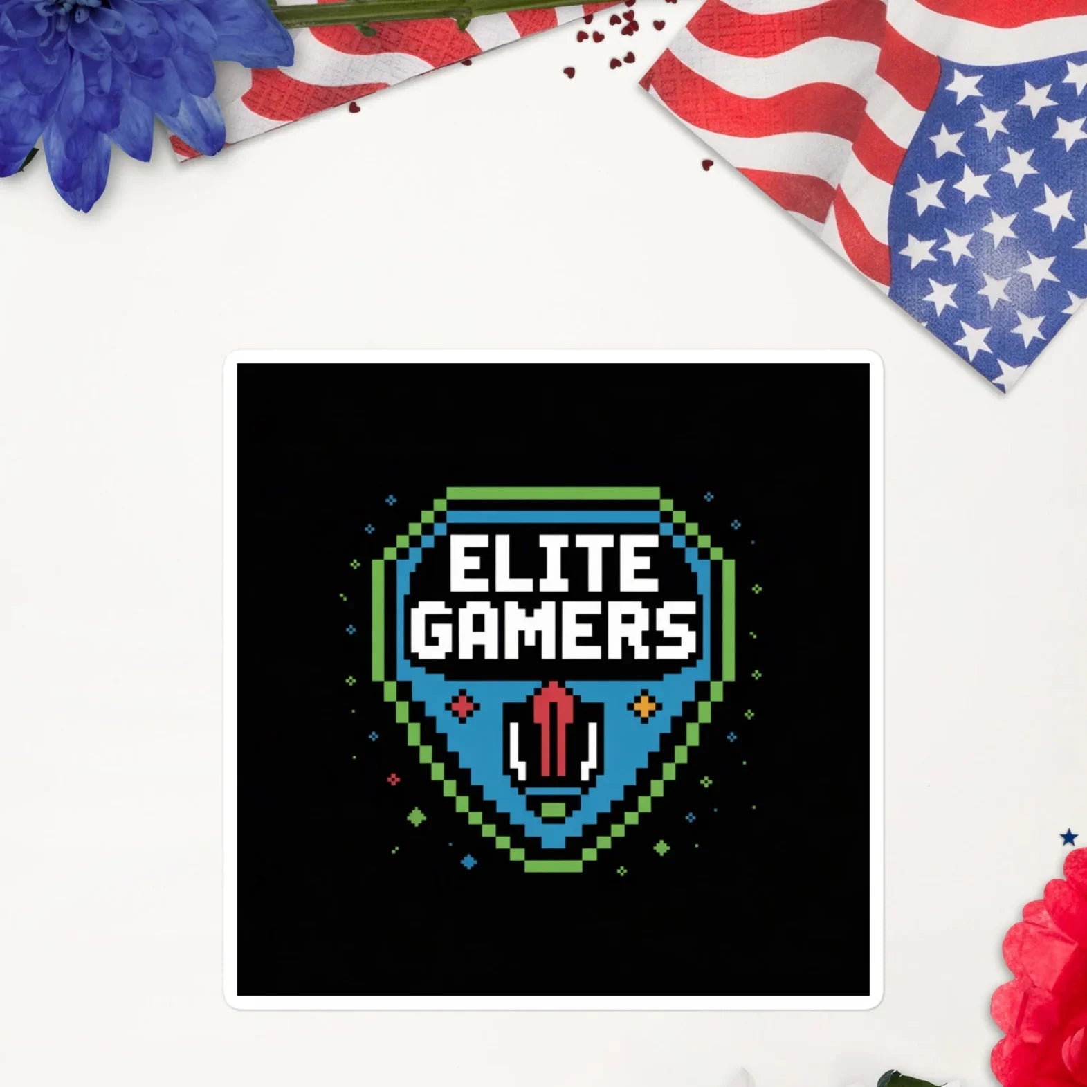 Elite Gamers Sticker – Pixel Shield Gaming Badge Decal - RaZits