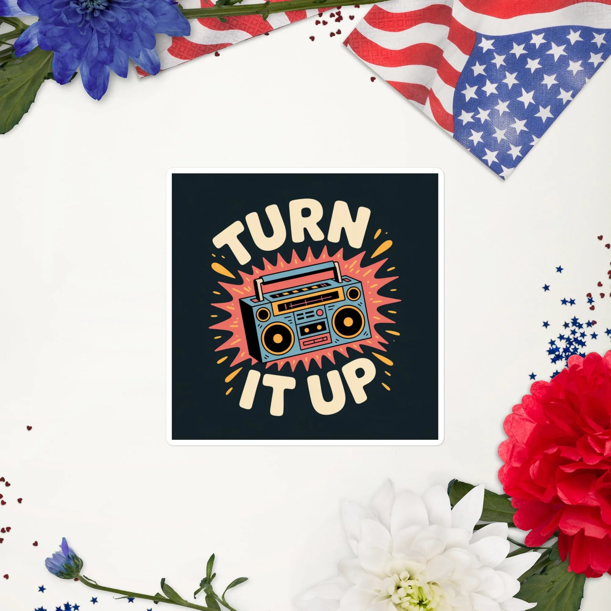 Turn It Up Sticker – Retro Boombox Pop Energy - RaZits