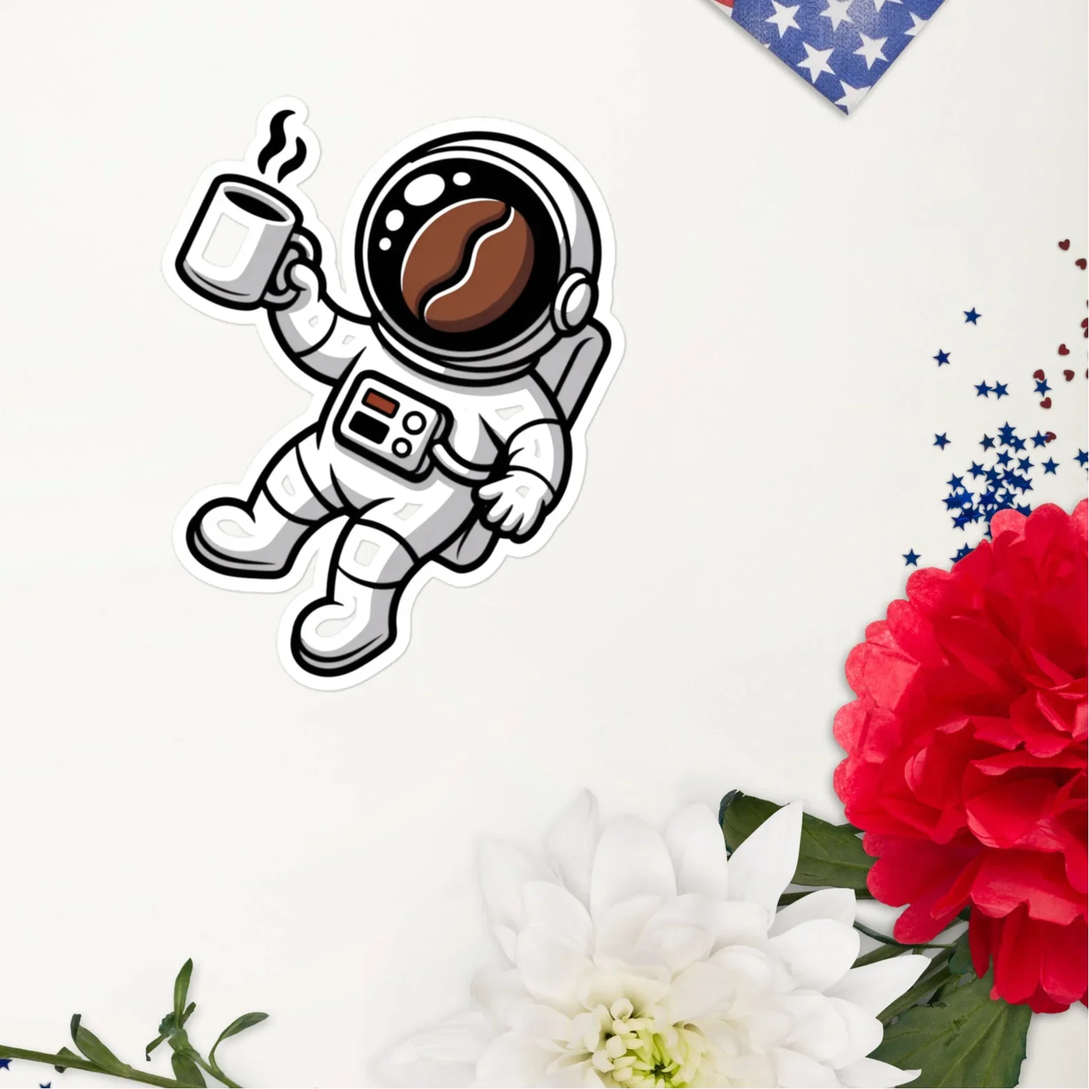Coffee Astronaut Sticker – Space Brew Explorer - RaZits