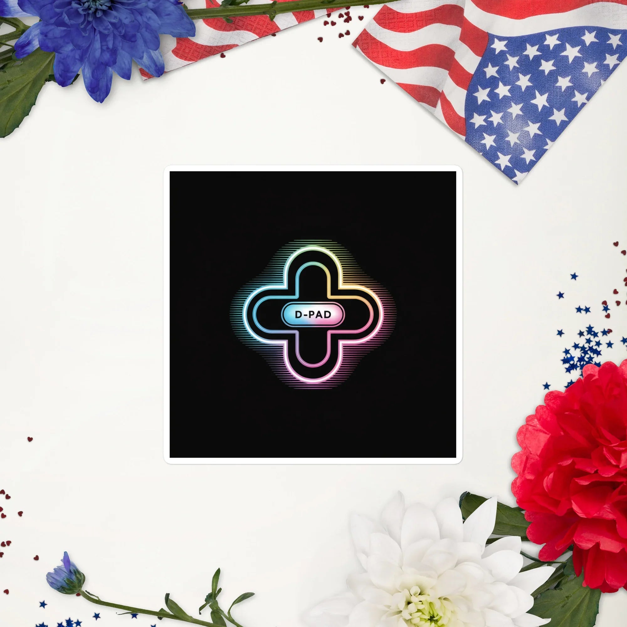 Neon D-Pad Gaming Sticker – Retro Arcade Controller Art - RaZits