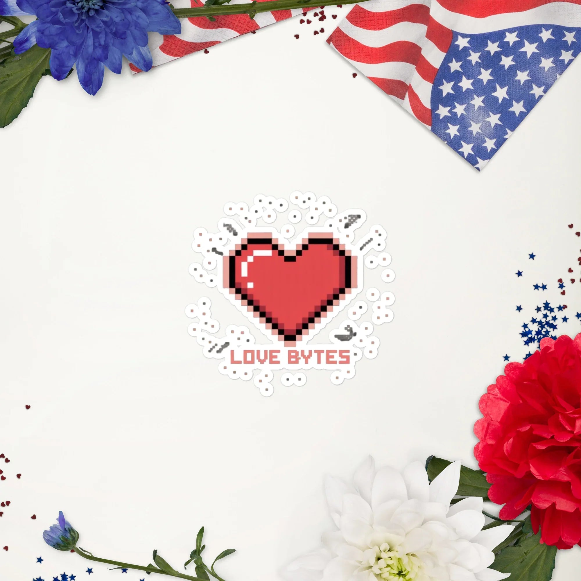 Love Bytes Pixel Heart Sticker for Retro Gamers - RaZits