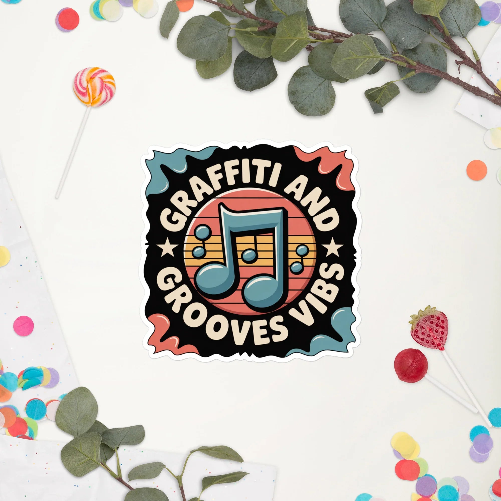 Graffiti and Grooves Vibe Sticker – Urban Beat Aesthetic - RaZits