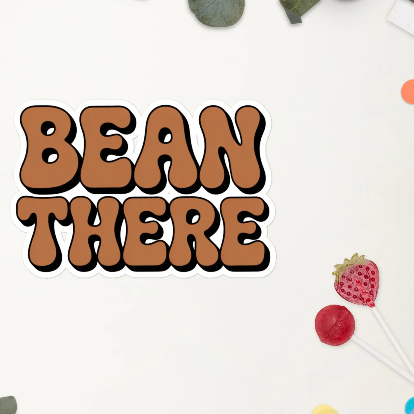 Bean There Sticker – Retro Coffee Pun Vinyl - RaZits