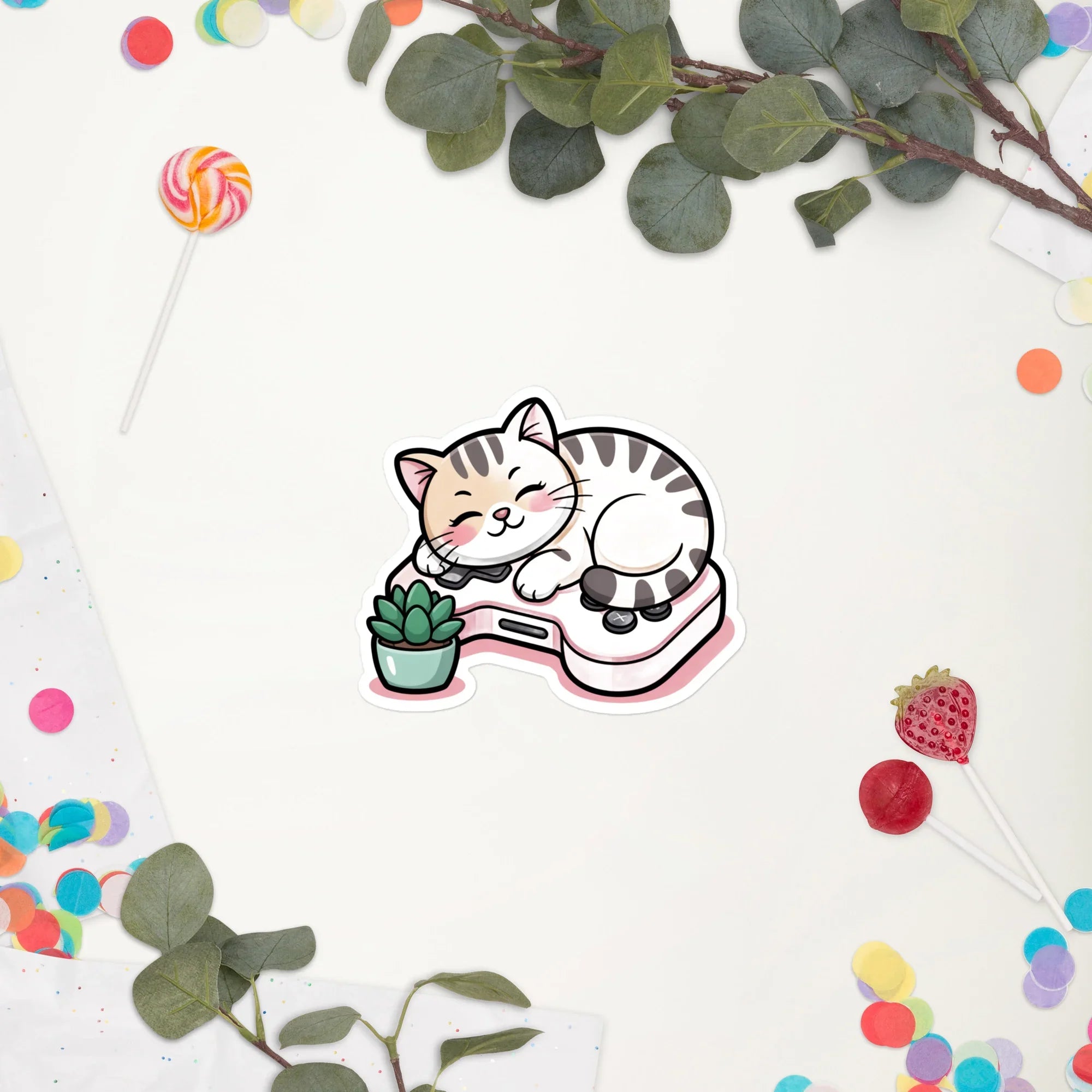 Kawaii Gamer Cat – Cozy Console Companion Sticker - RaZits