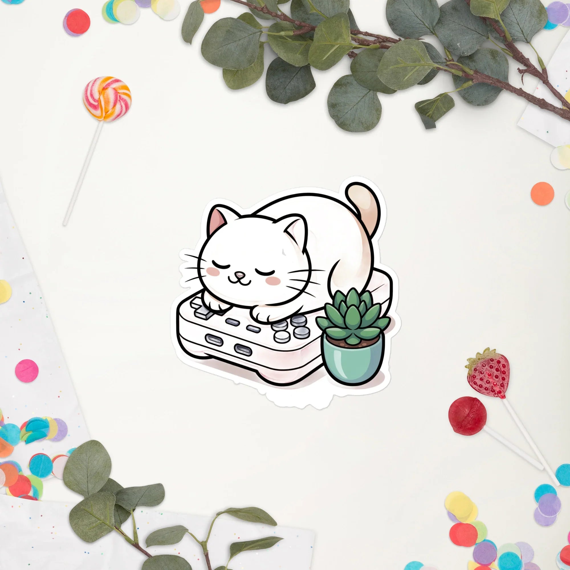 Catnap Console – Cozy Gamer Companion Sticker - RaZits
