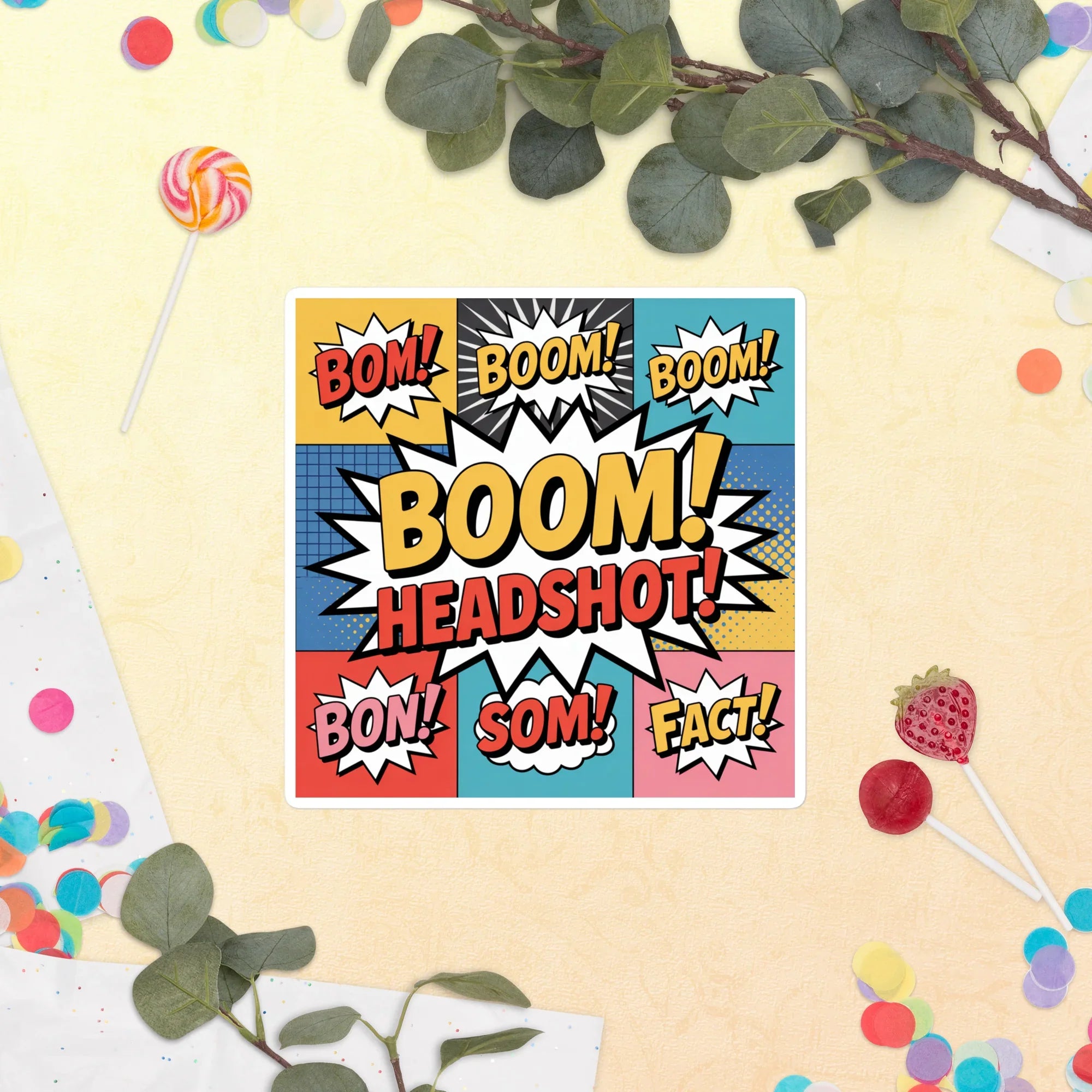 Boom Headshot Sticker – Comic Pop Art Gamer Decal - RaZits