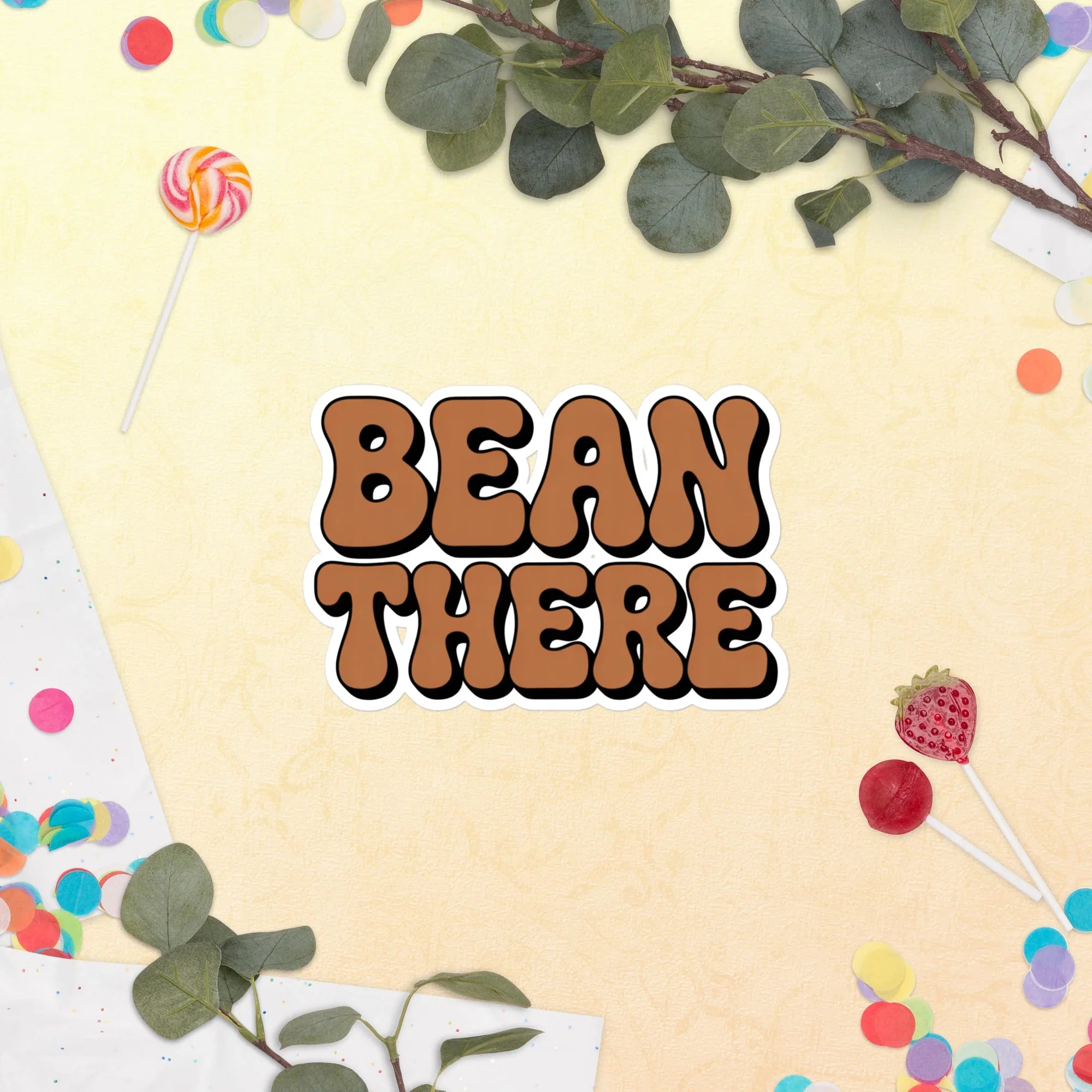 Bean There Sticker – Retro Coffee Pun Vinyl - RaZits
