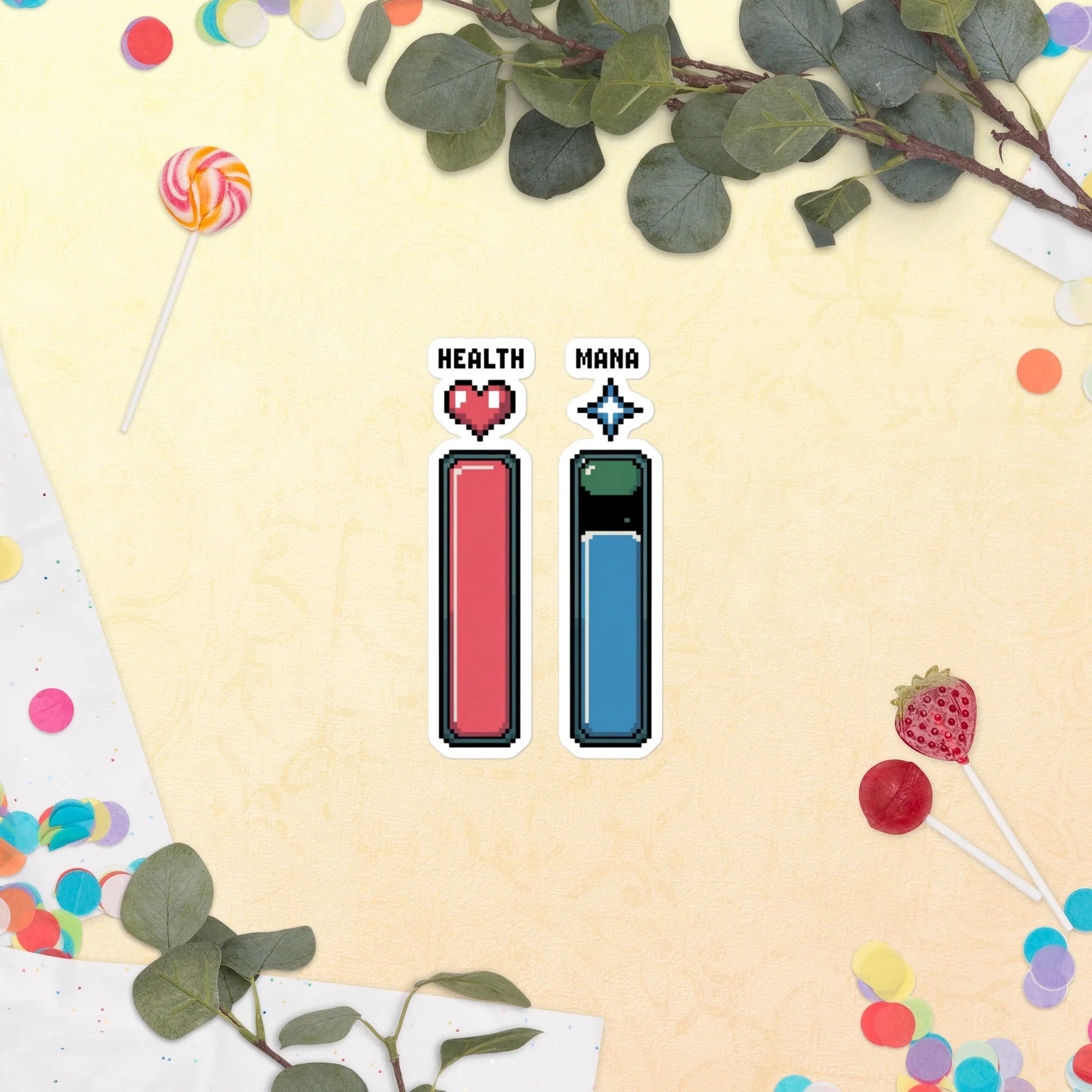 Health & Mana Pixel Bars – Retro RPG Game UI Sticker - RaZits