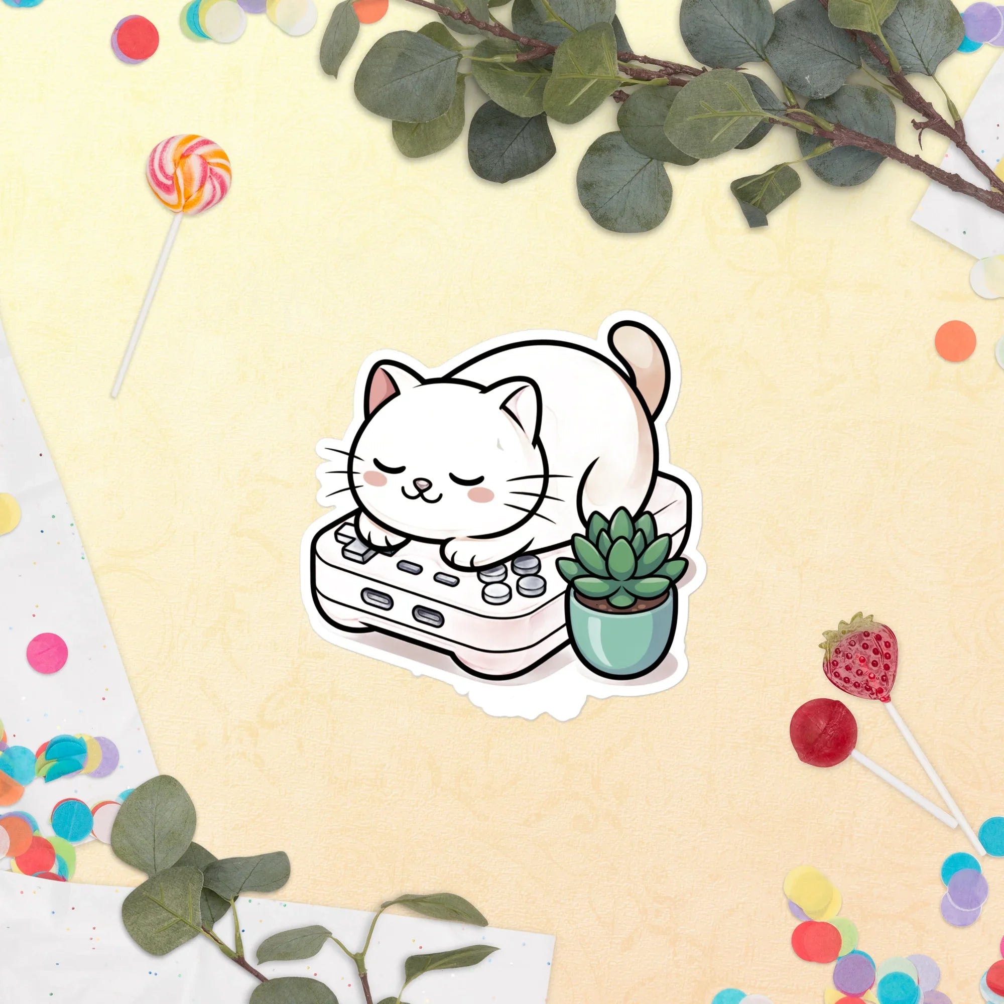 Catnap Console – Cozy Gamer Companion Sticker - RaZits