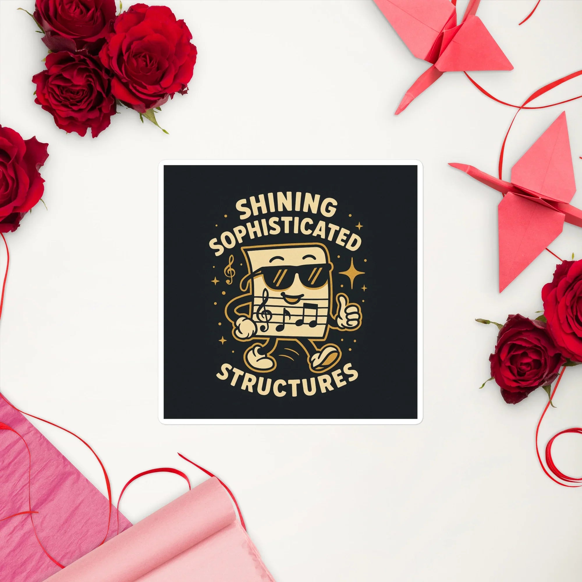 Shining Sophisticated Structures Sticker – Cool Music Sheet Vibe - RaZits