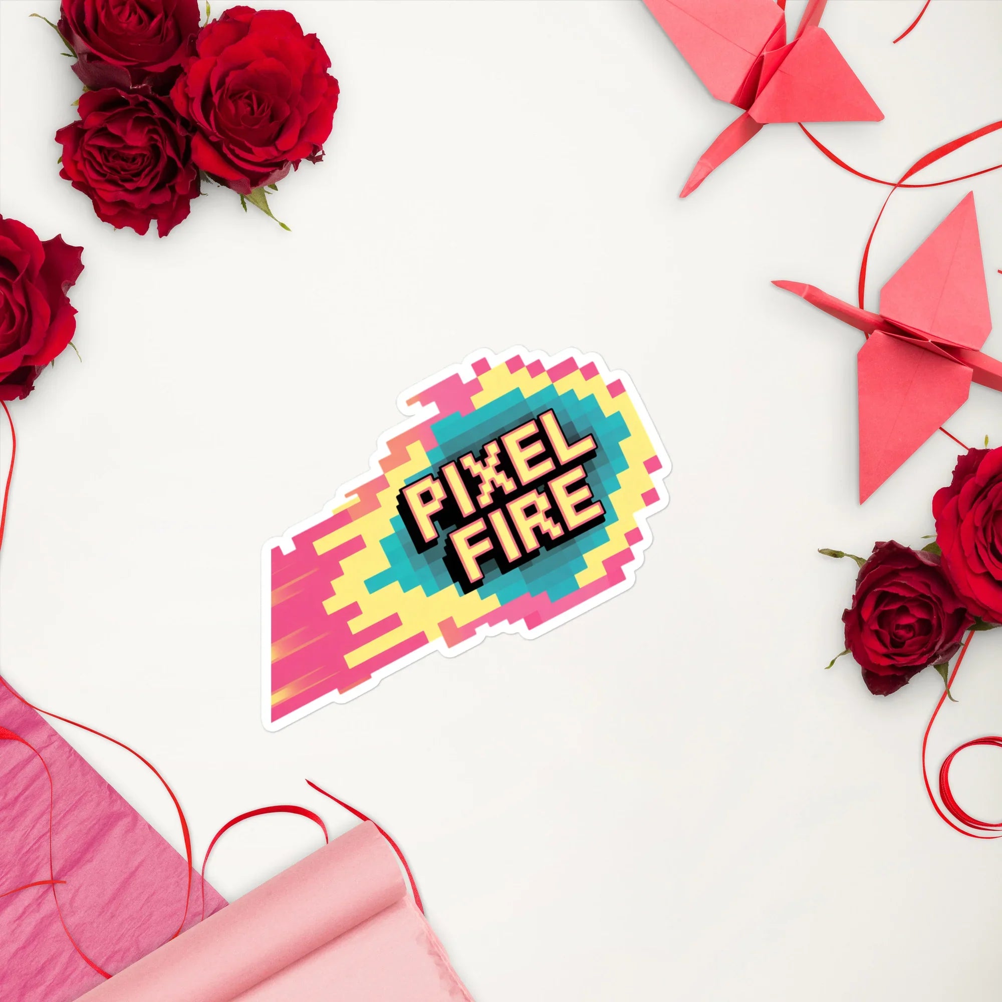 Pixel Fire Retro Gaming Sticker - RaZits