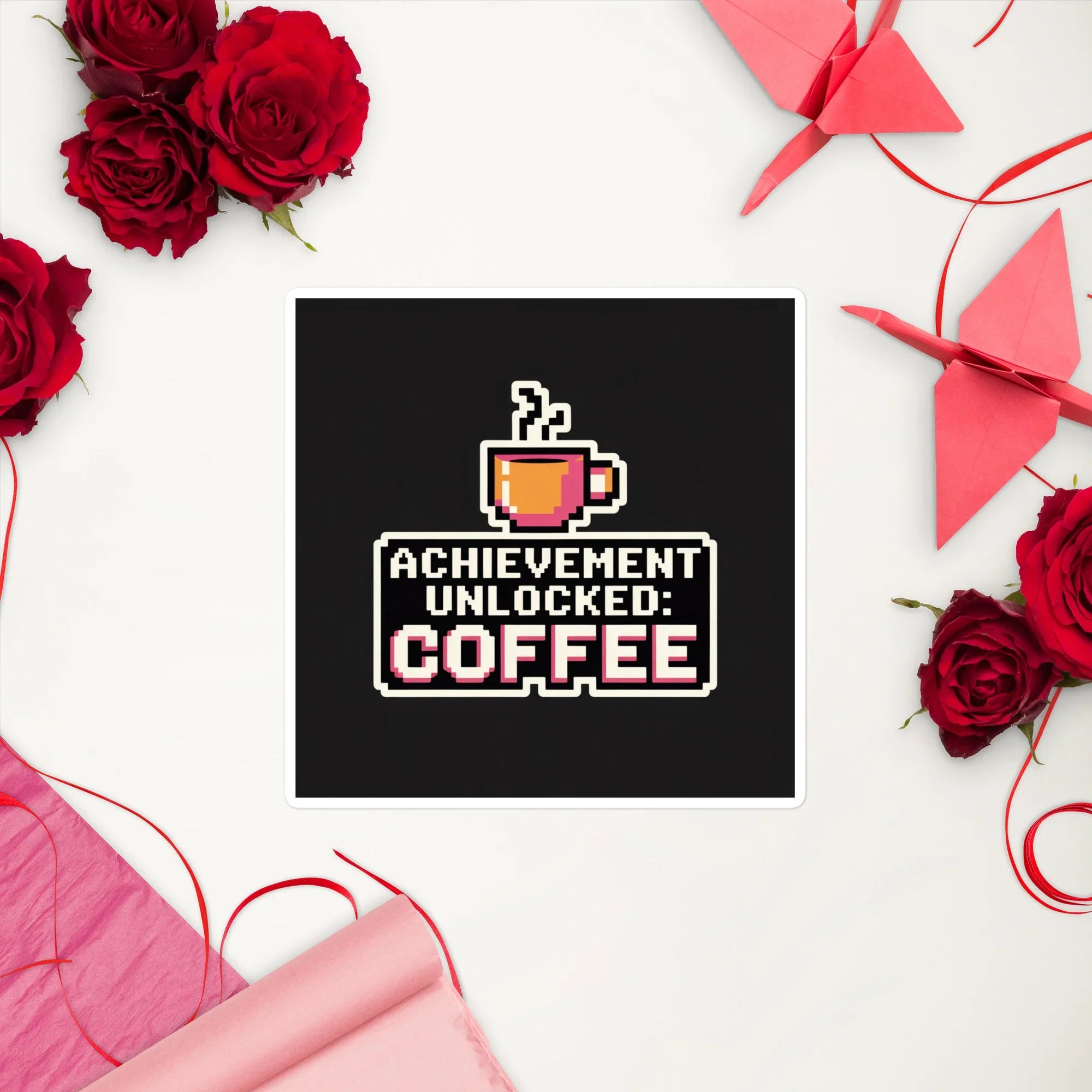 Achievement Unlocked: Coffee Gaming Sticker – 8-Bit Caffeine Boost for Gamers - RaZits