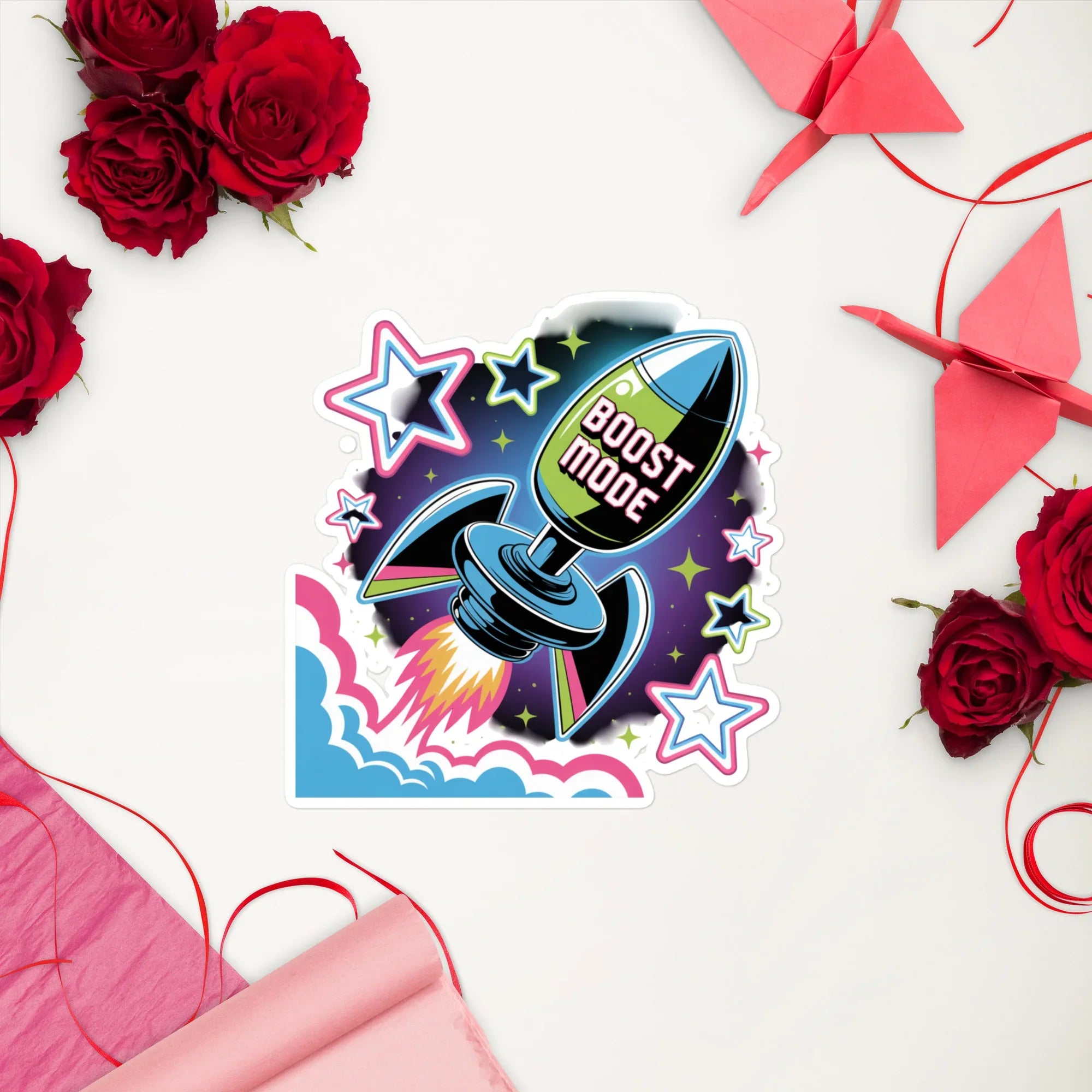 Boost Mode Rocket – Retro Gaming Power Up Sticker - RaZits