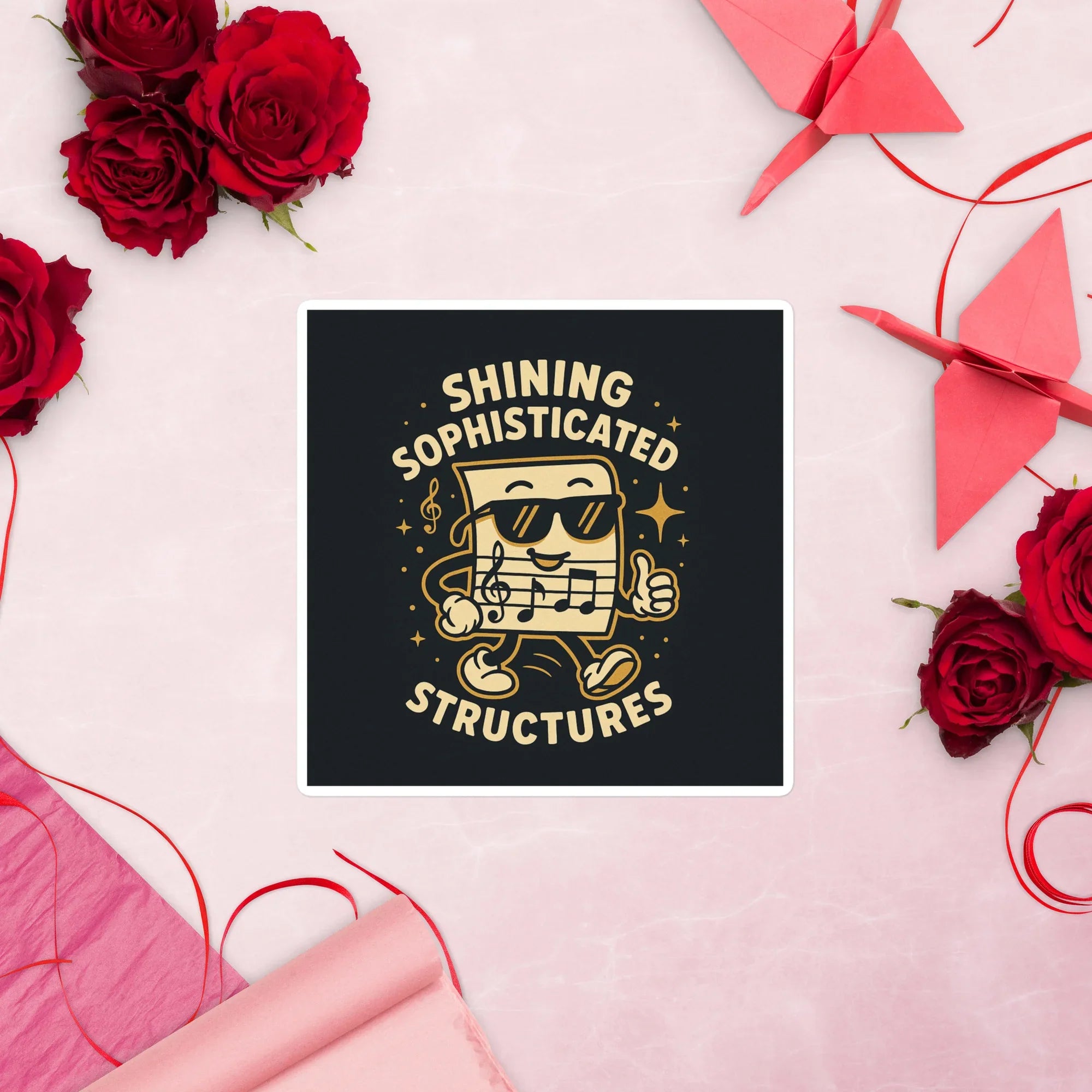 Shining Sophisticated Structures Sticker – Cool Music Sheet Vibe - RaZits