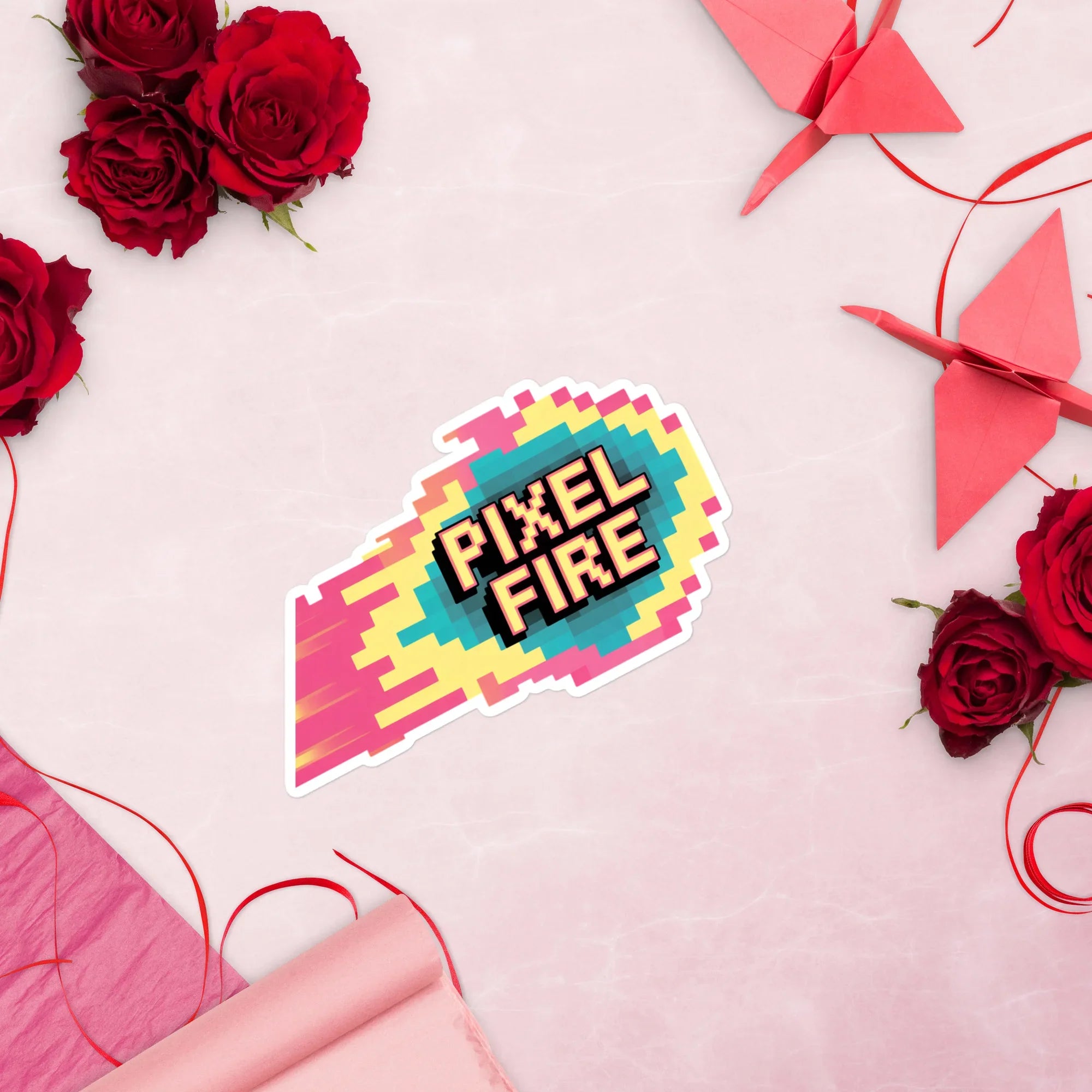 Pixel Fire Retro Gaming Sticker - RaZits