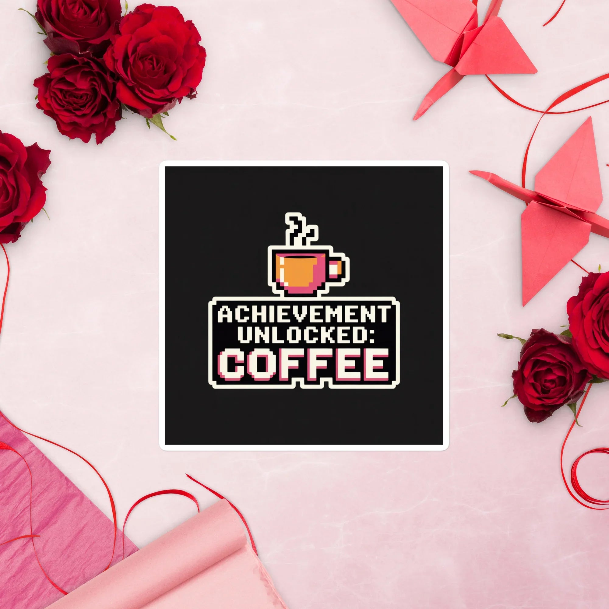 Achievement Unlocked: Coffee Gaming Sticker – 8-Bit Caffeine Boost for Gamers - RaZits