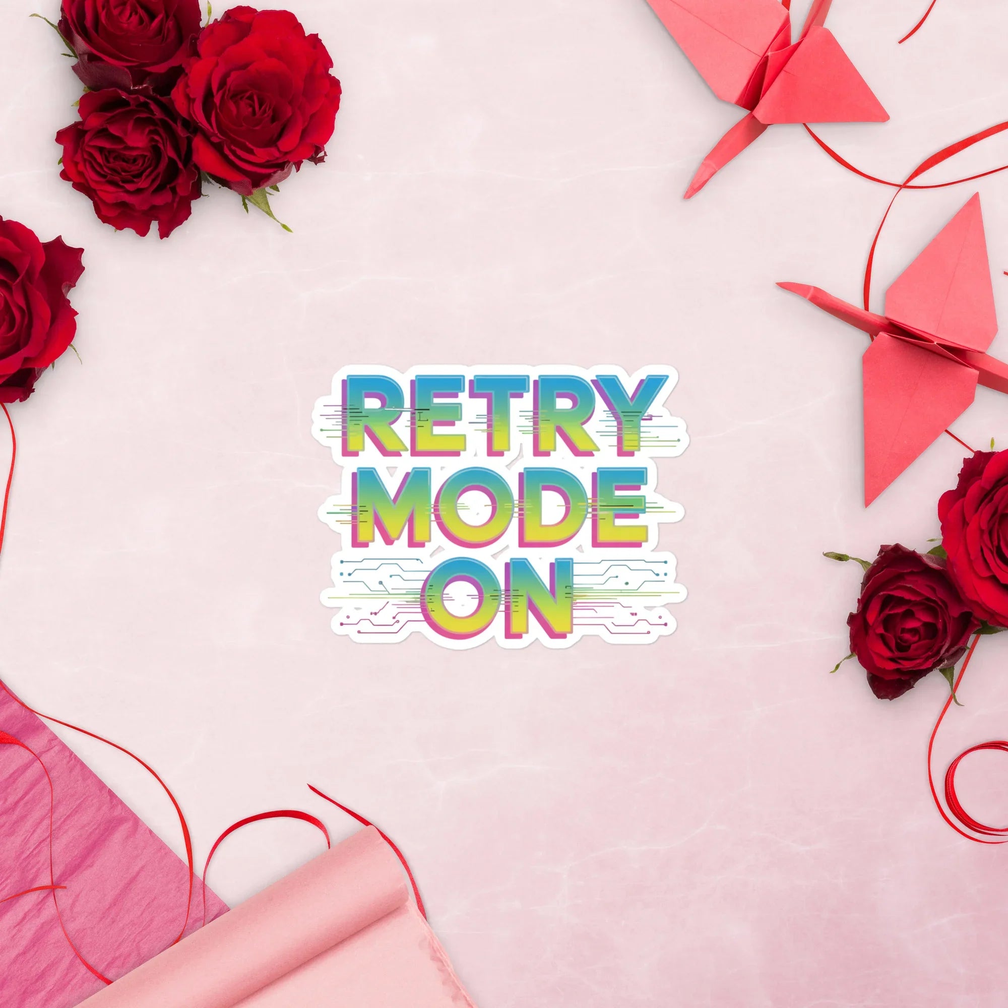 Retry Mode On – Neon Glitch Gaming Sticker - RaZits