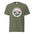 Glacier National Park WPA-style badge t-shirt in moss green, front flat view