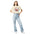 Zion National Park WPA-style badge t-shirt worn on model, ivory, front view