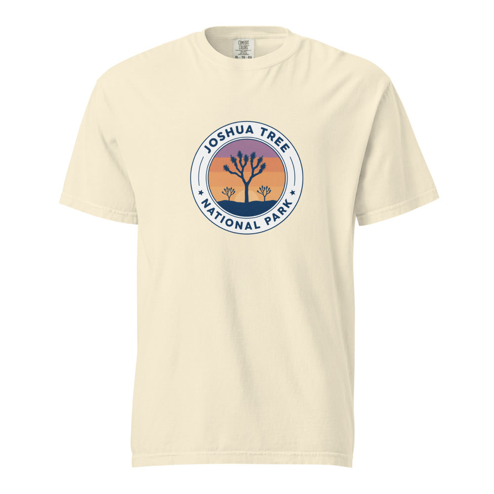 Joshua Tree National Park WPA-style badge t-shirt in ivory, front flat view