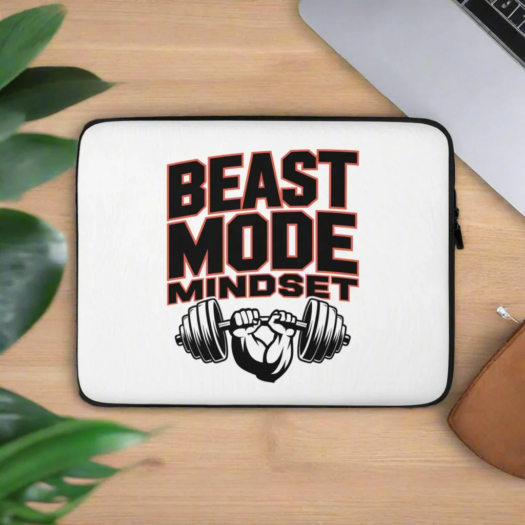 Beast Mode Mindset Laptop Sleeve – Gym Strength Quote Design - RaZits