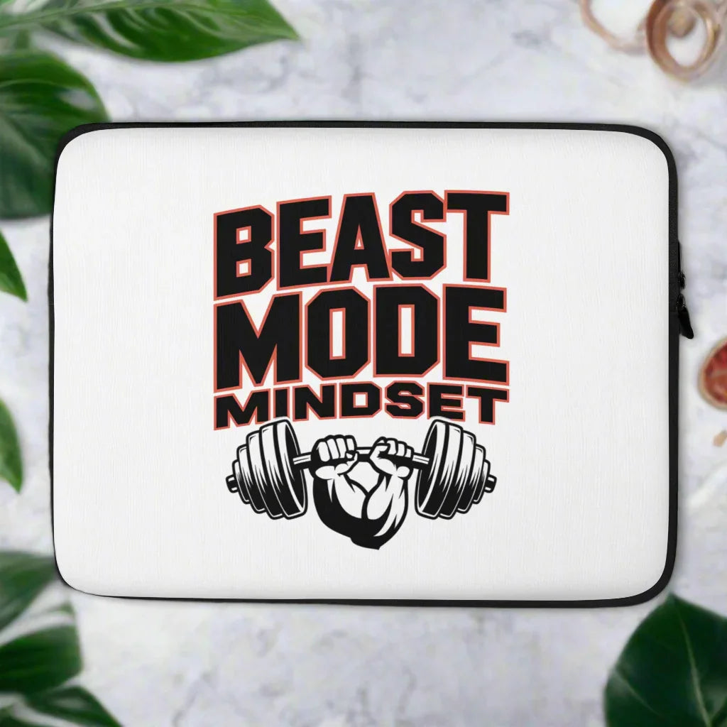 Beast Mode Mindset Laptop Sleeve – Gym Strength Quote Design - RaZits