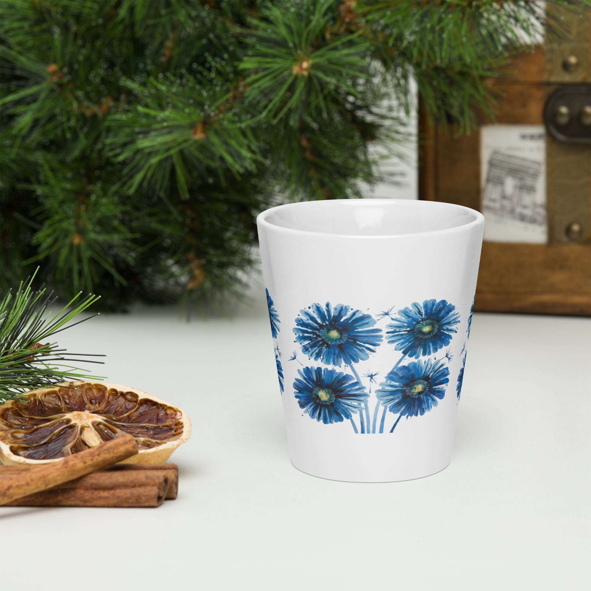 Paintings of Flowers Latte Mug – Ceramic Coffee Cup for Art & Coffee Lovers.