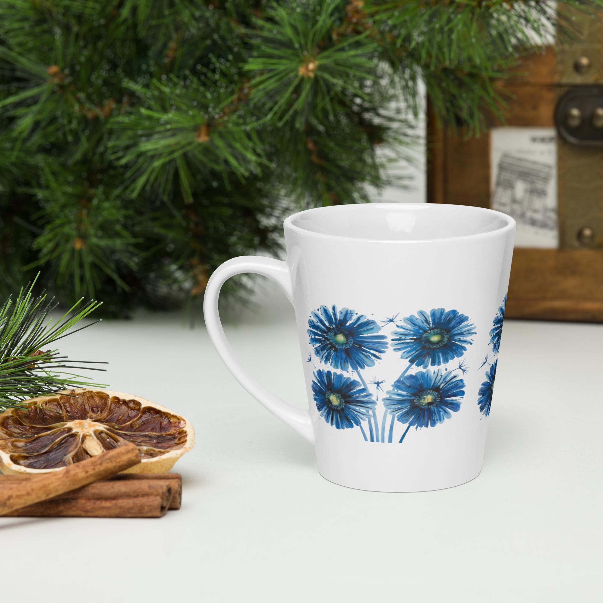 Paintings of Flowers Latte Mug – Ceramic Coffee Cup for Art & Coffee Lovers.