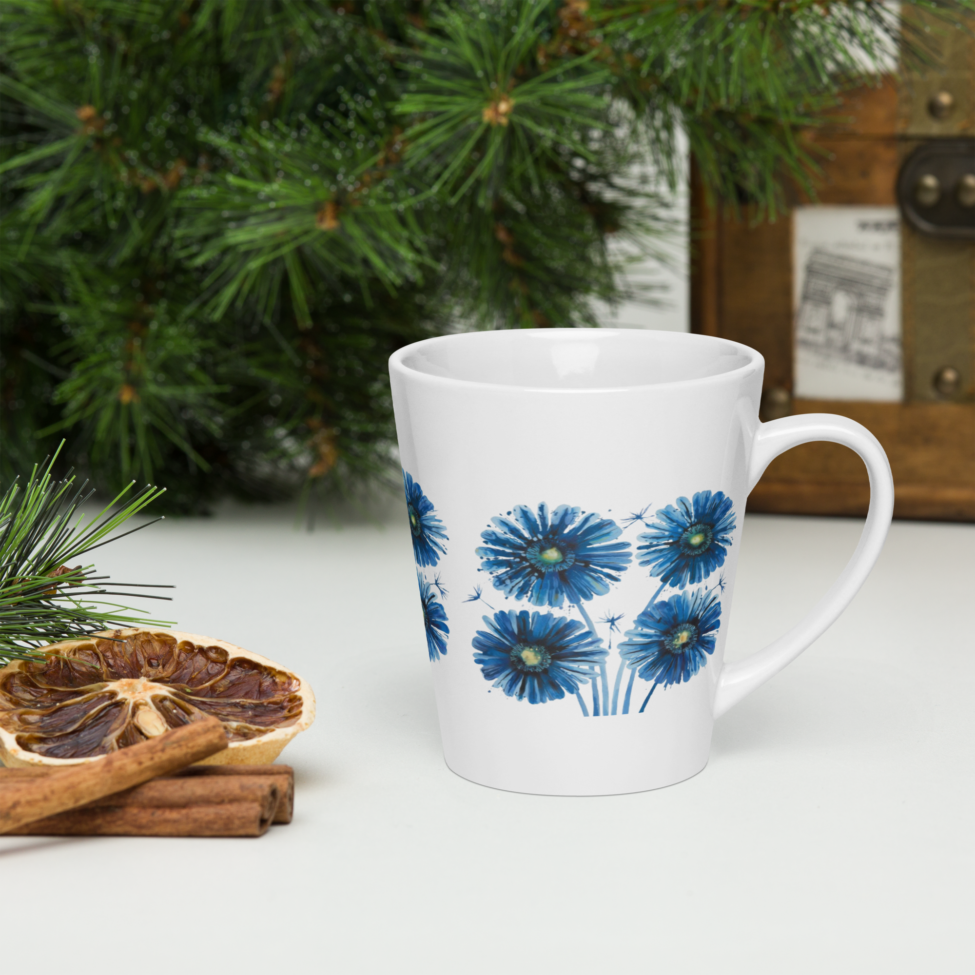 Paintings of Flowers Latte Mug – Ceramic Coffee Cup for Art & Coffee Lovers.