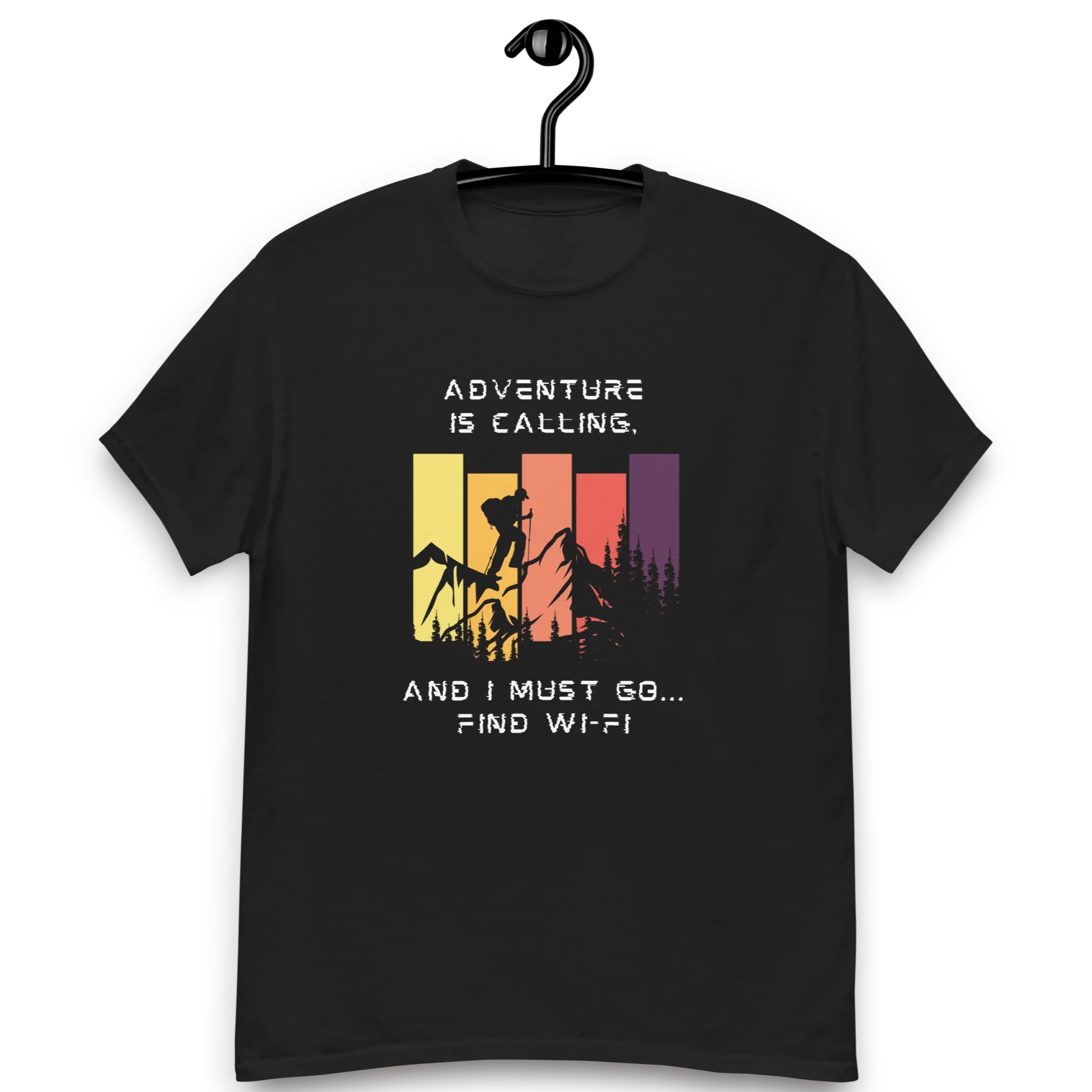 Adventure Is Calling T-Shirt – Funny Hiking & Wi-Fi Quote Tee - RaZits
