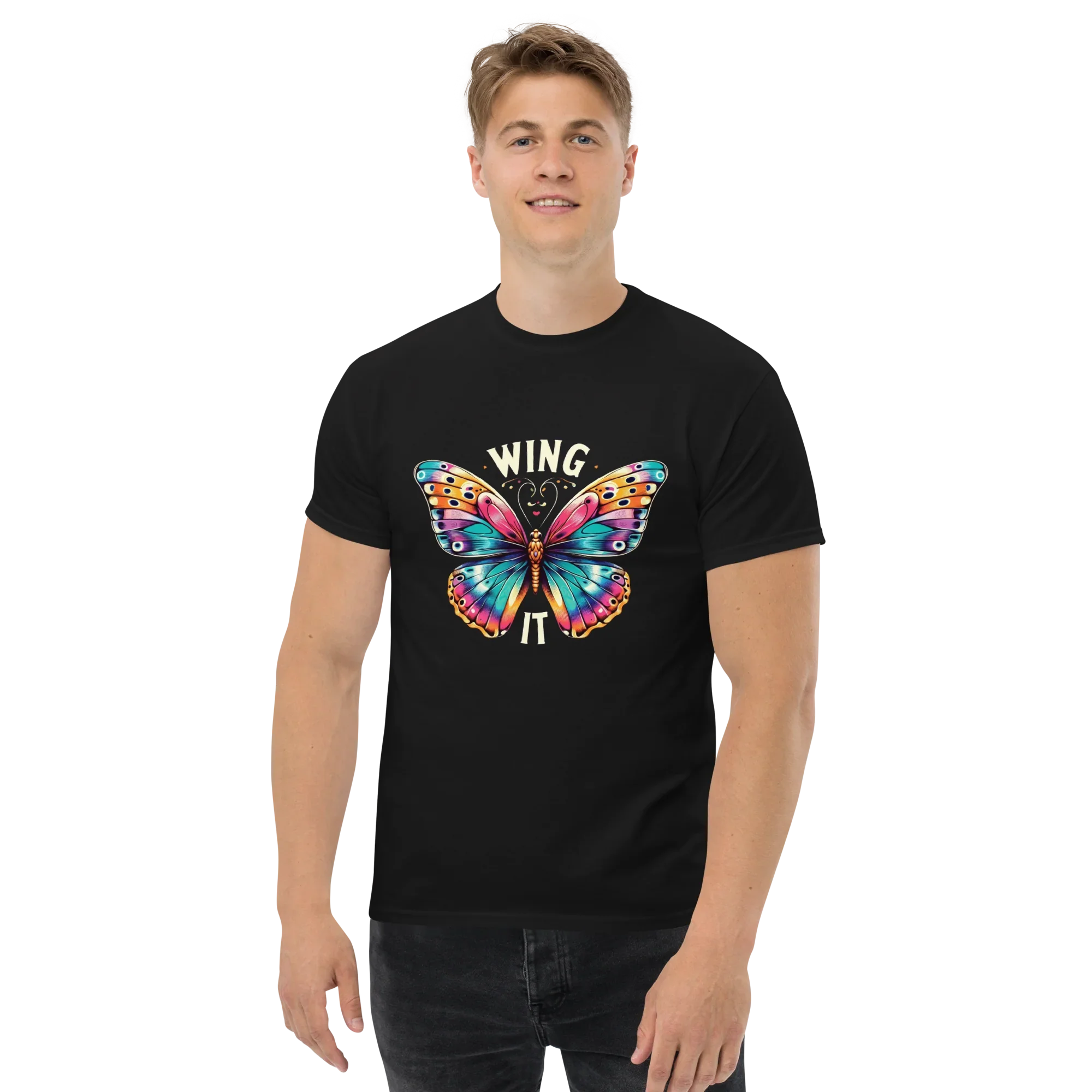 Wing It T-Shirt – Colorful Butterfly Graphic Motivational Tee - RaZits
