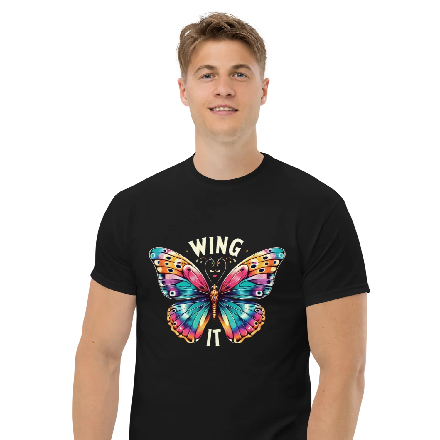 Wing It T-Shirt – Colorful Butterfly Graphic Motivational Tee - RaZits