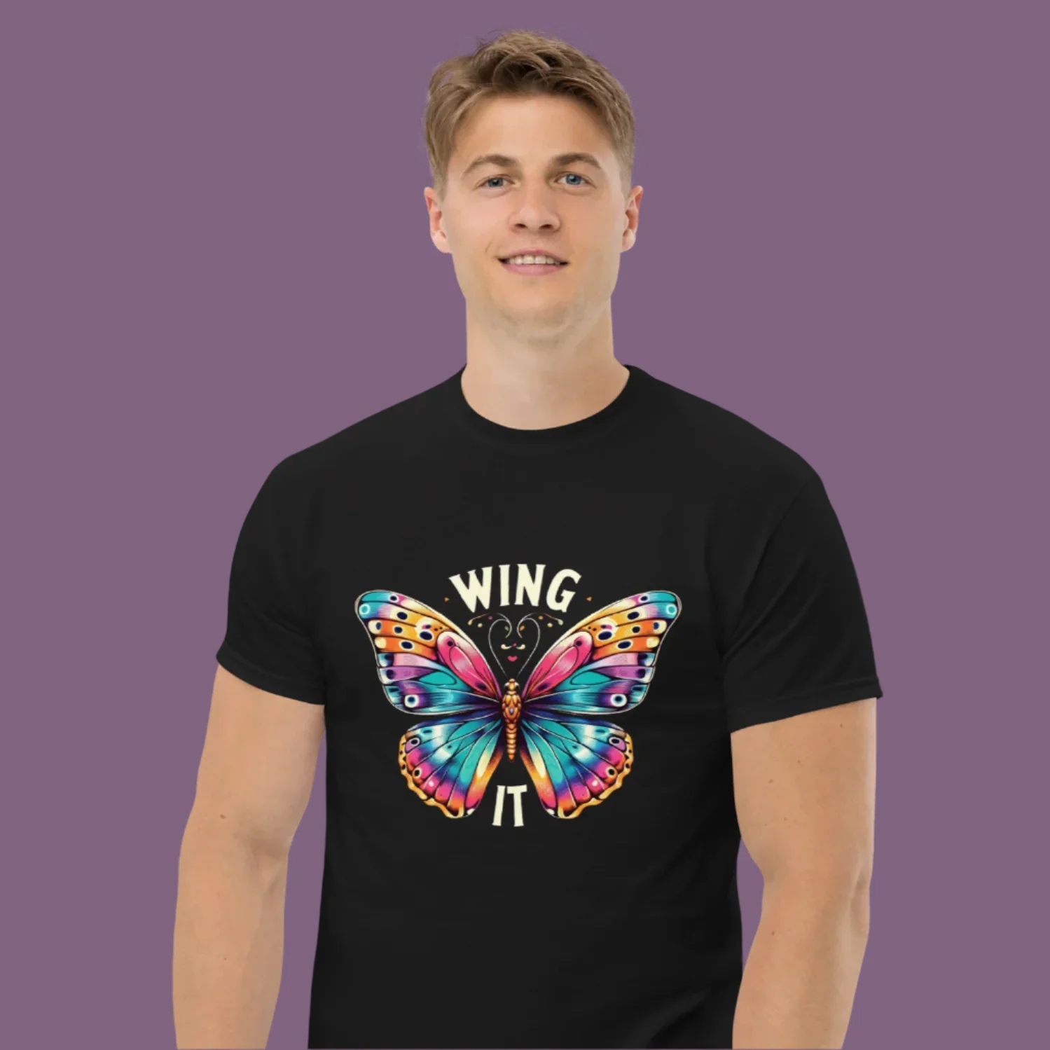 Wing It T-Shirt – Colorful Butterfly Graphic Motivational Tee - RaZits