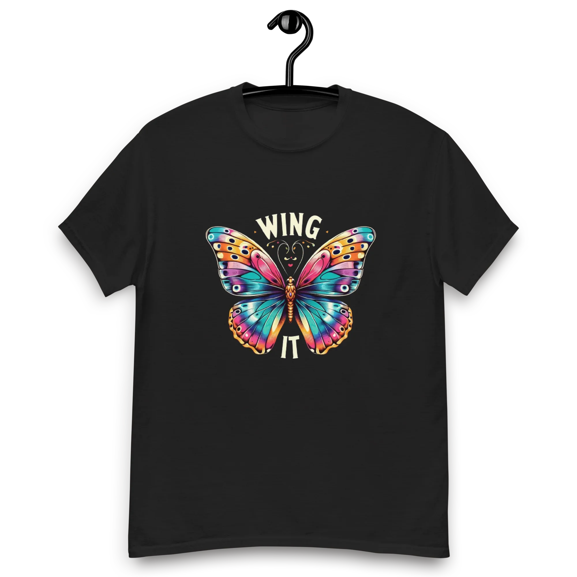 Wing It T-Shirt – Colorful Butterfly Graphic Motivational Tee - RaZits