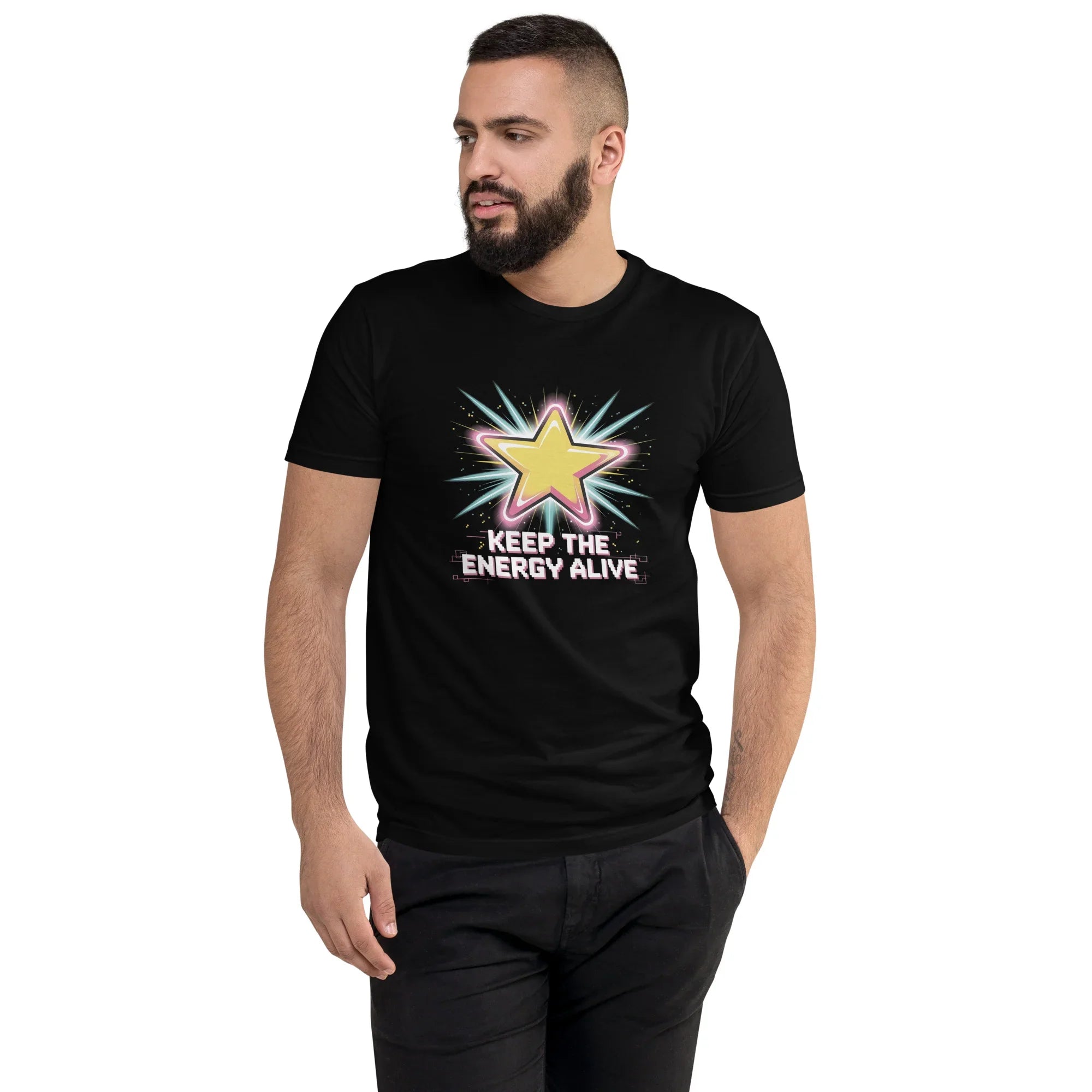 Keep the Energy Alive Arcade T Shirt – Pixel Star Shooter Gaming Tee - RaZits