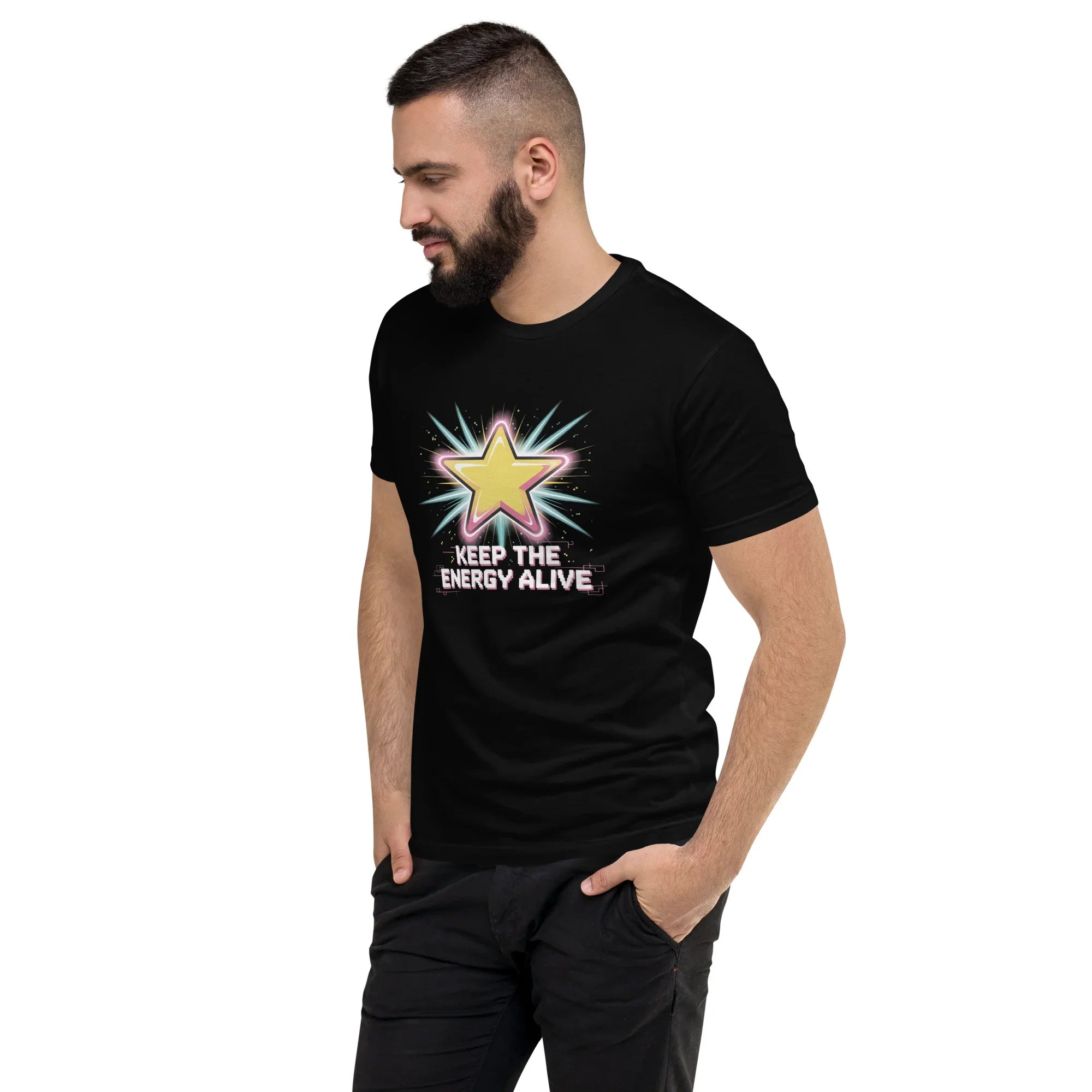 Keep the Energy Alive Arcade T Shirt – Pixel Star Shooter Gaming Tee - RaZits