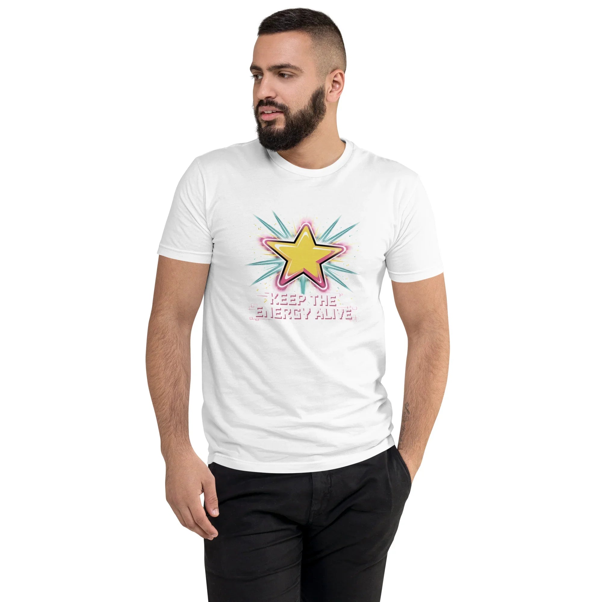 Keep the Energy Alive Arcade T Shirt – Pixel Star Shooter Gaming Tee - RaZits