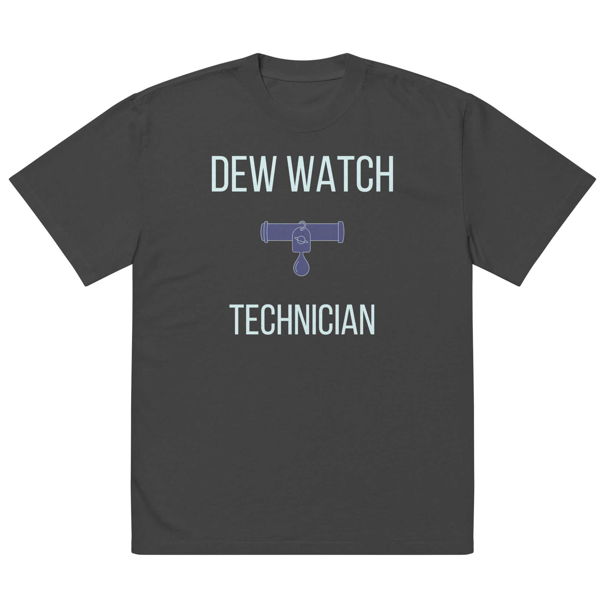 Flat front of the Faded Black Dew Watch Technician tee showing the full print