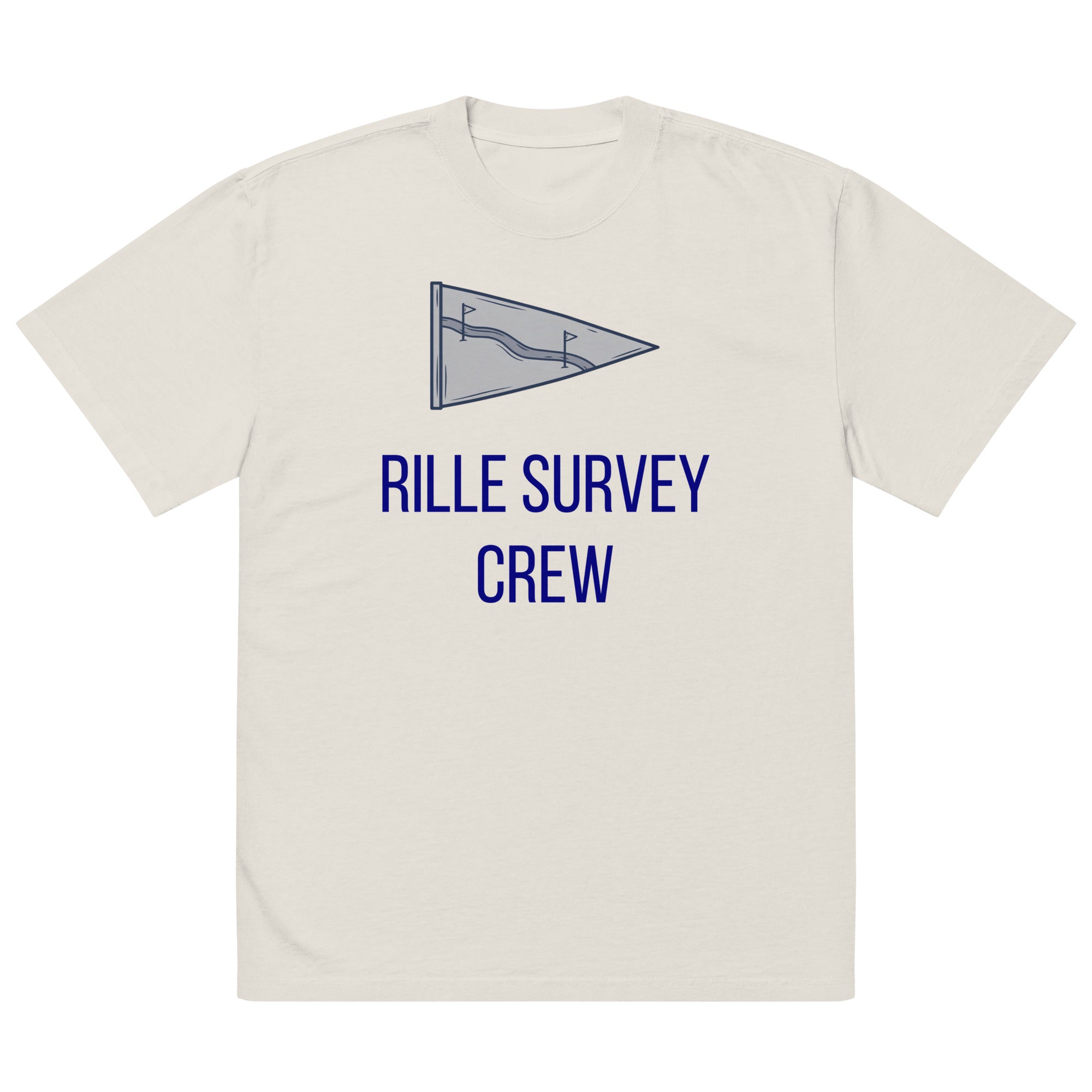 Flat front of the Faded Bone Rille Survey Crew moon shirt showing the full print