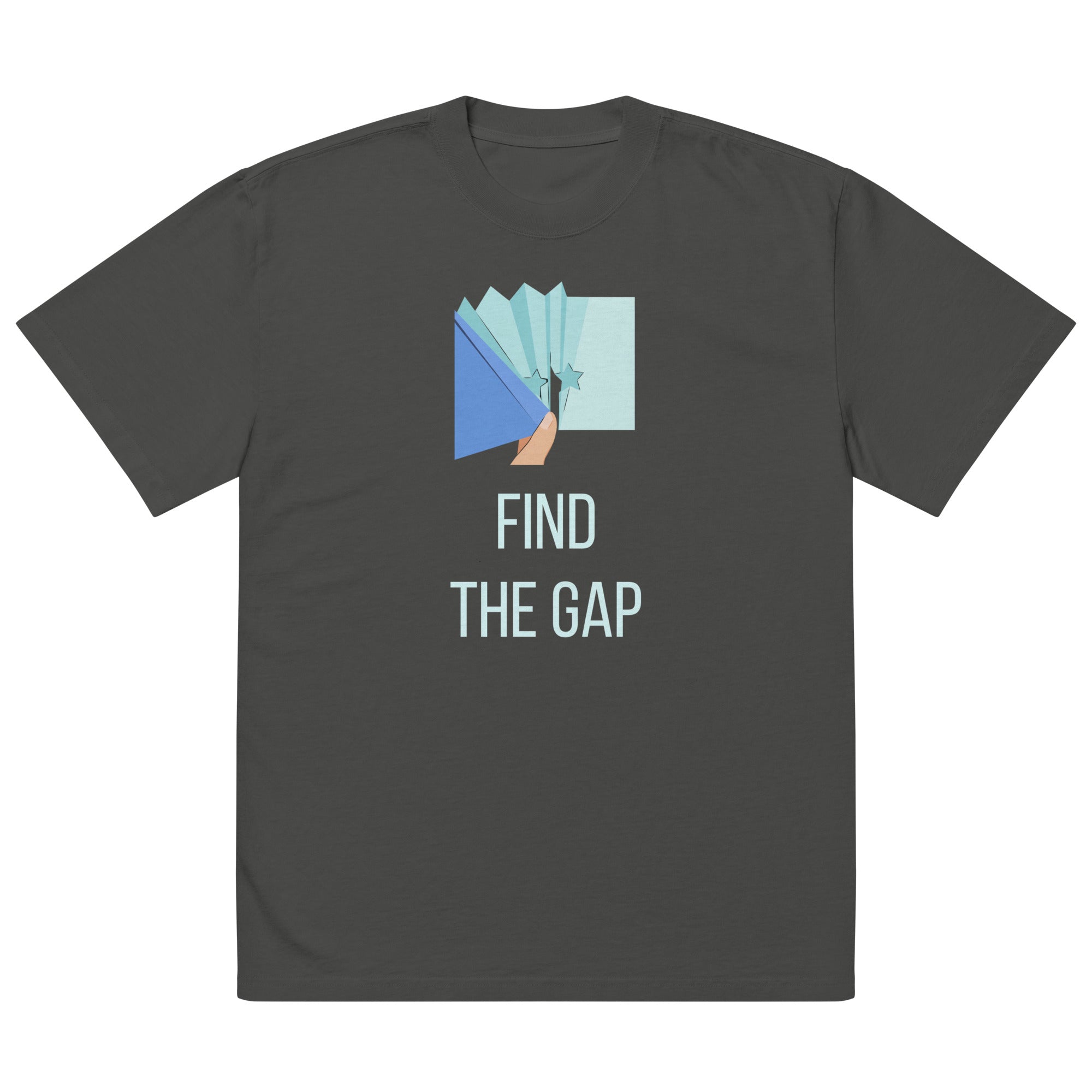 Flat front of the Faded Coal Find the Gap tee showing the full print