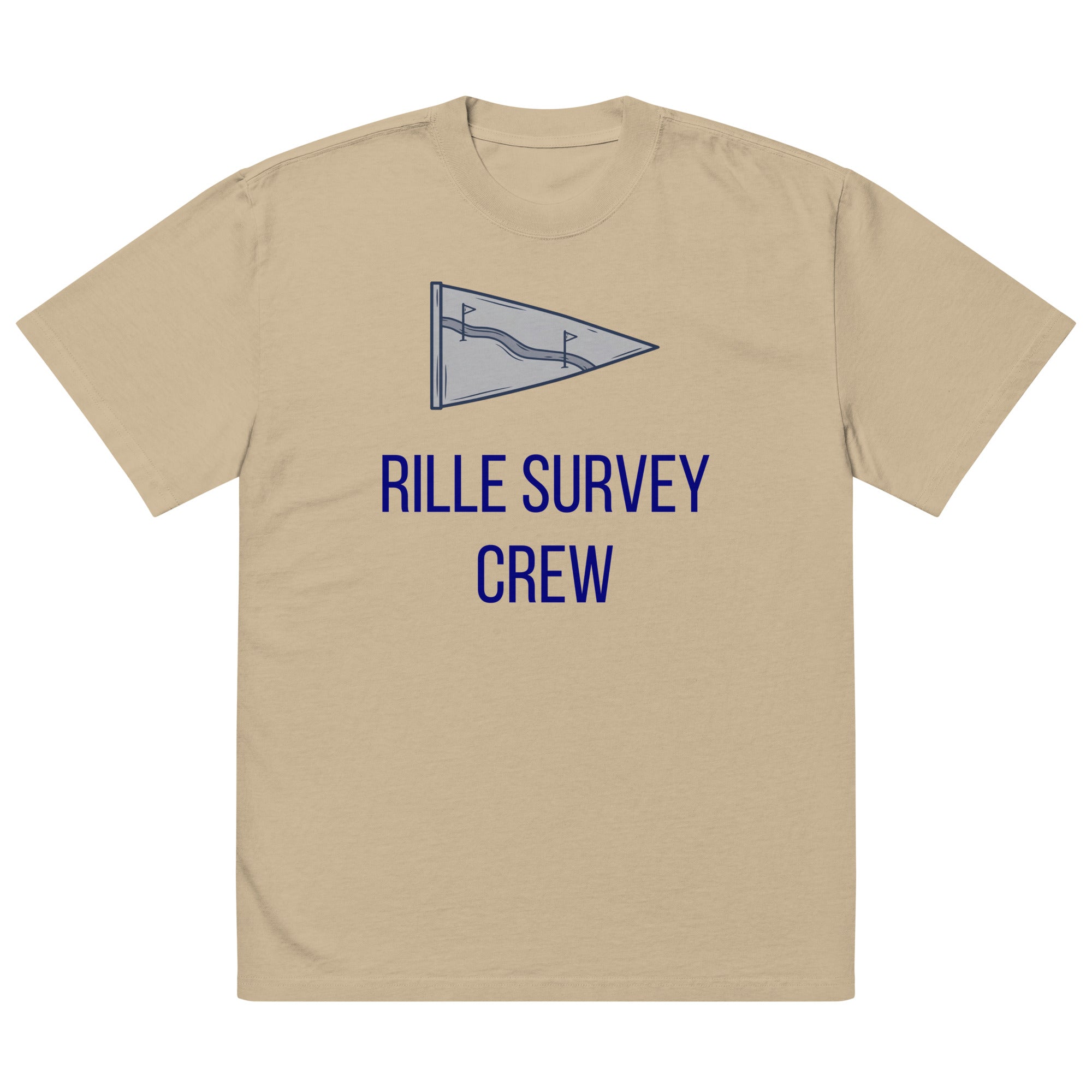 Flat front of the Faded Khaki Rille Survey Crew moon shirt showing the full print